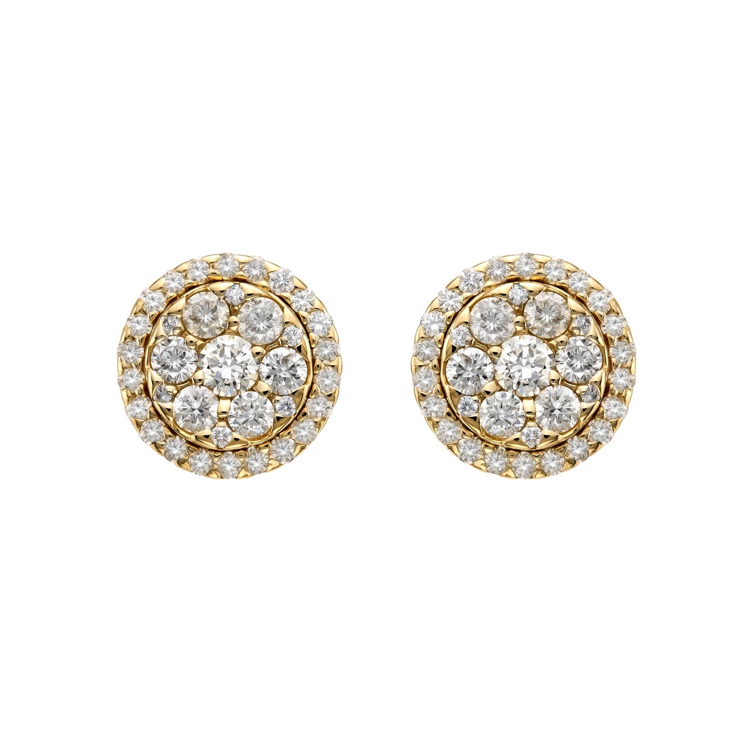 Round Cluster Center Halo Stud Earrings