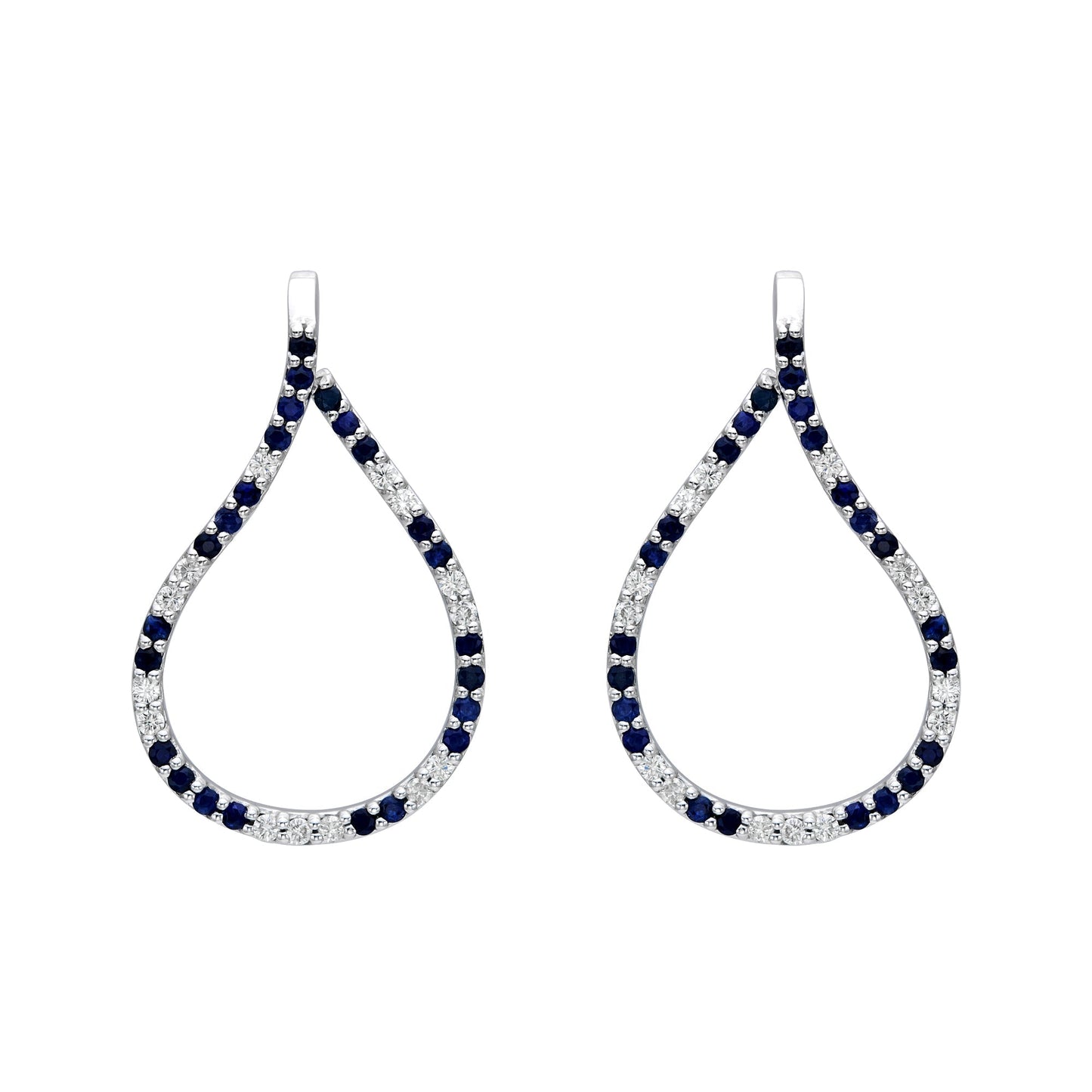 Teardrop Alternating Diamond & Sapphire Earrings
