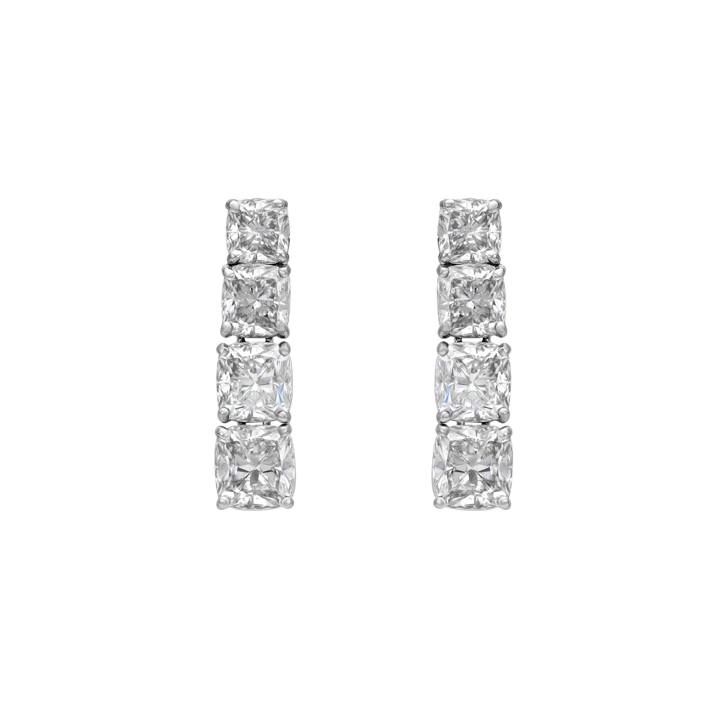 One Line Cushion Graduated Drop Earrings