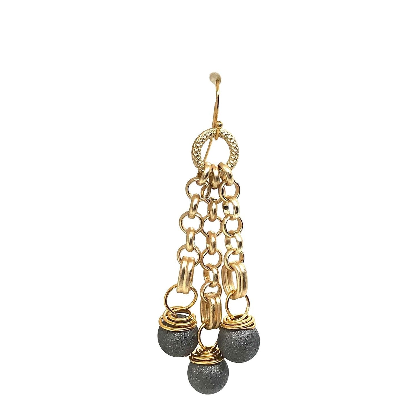 Gray Druzy Rolo Chain Earring