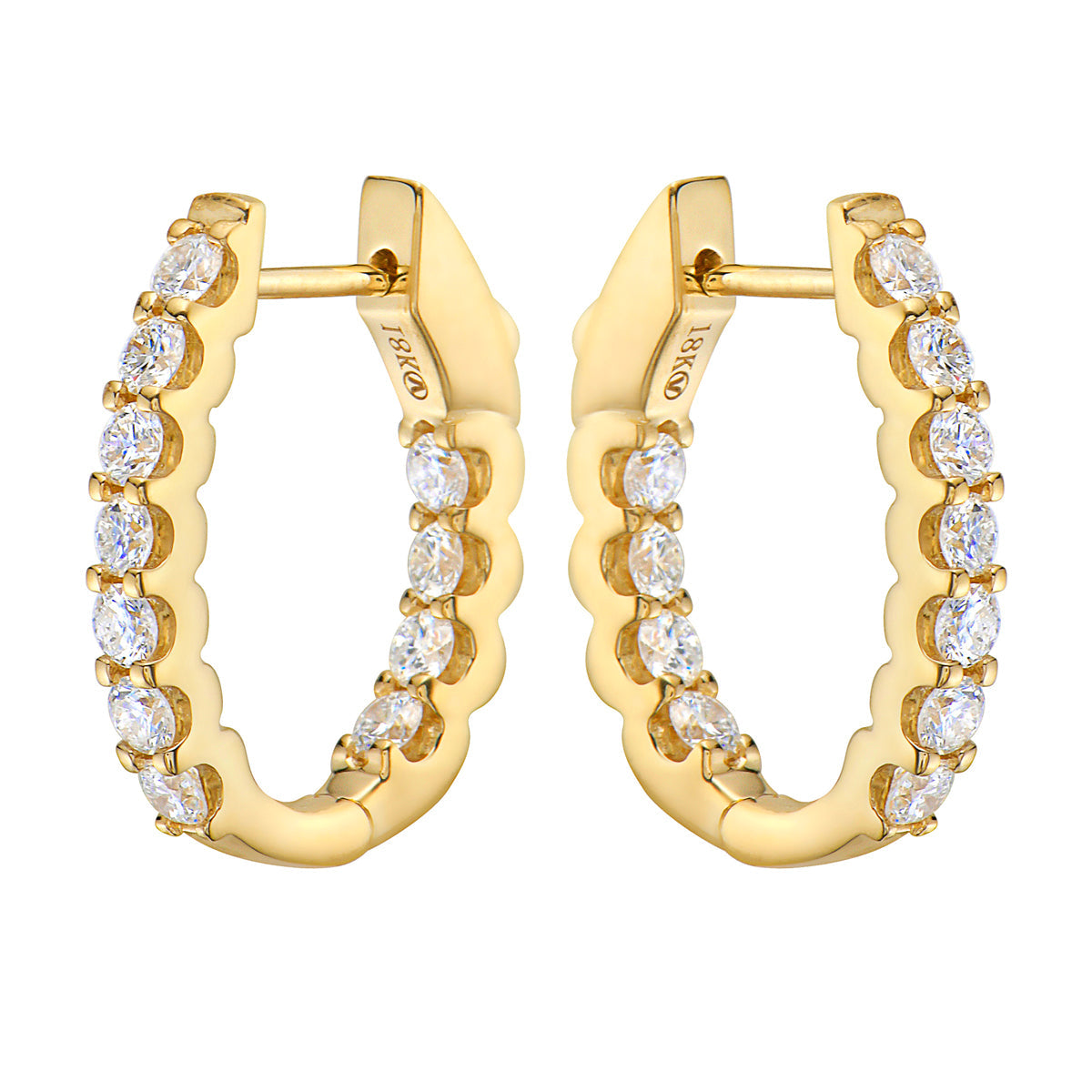 18K Yellow Gold Diamond Earrings, 0.95ct