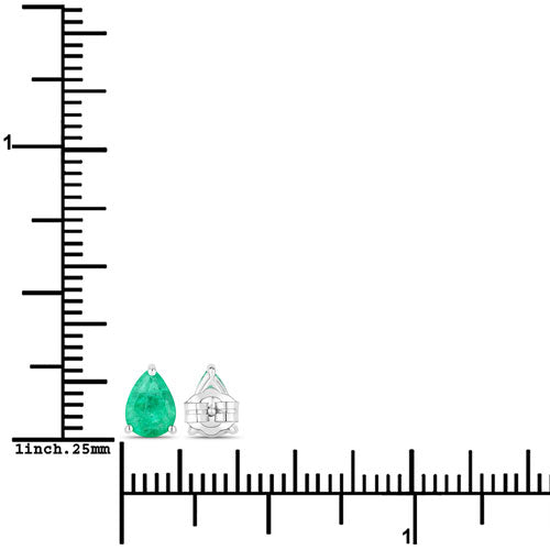 0.70 Carat Genuine Zambian Emerald 14K White Gold Earrings