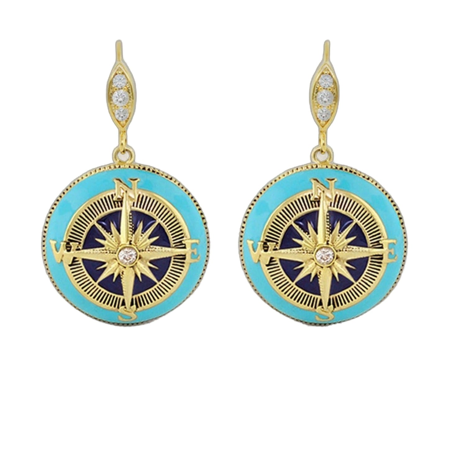 Eau Enamel Compass Earrings