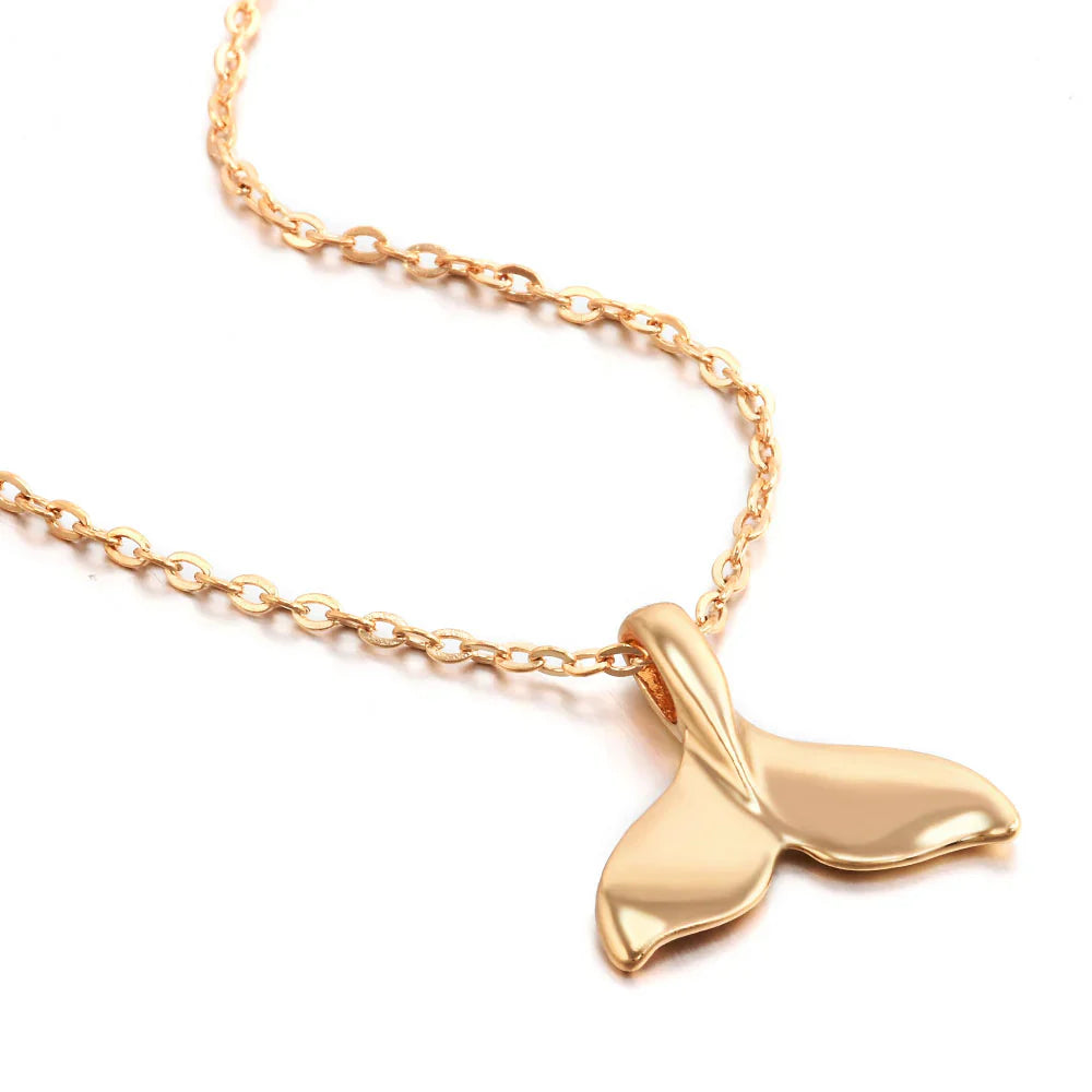 Gold Whale Tail Necklace – Ocean-Inspired Pendant on 18" Gold Filled Chain
