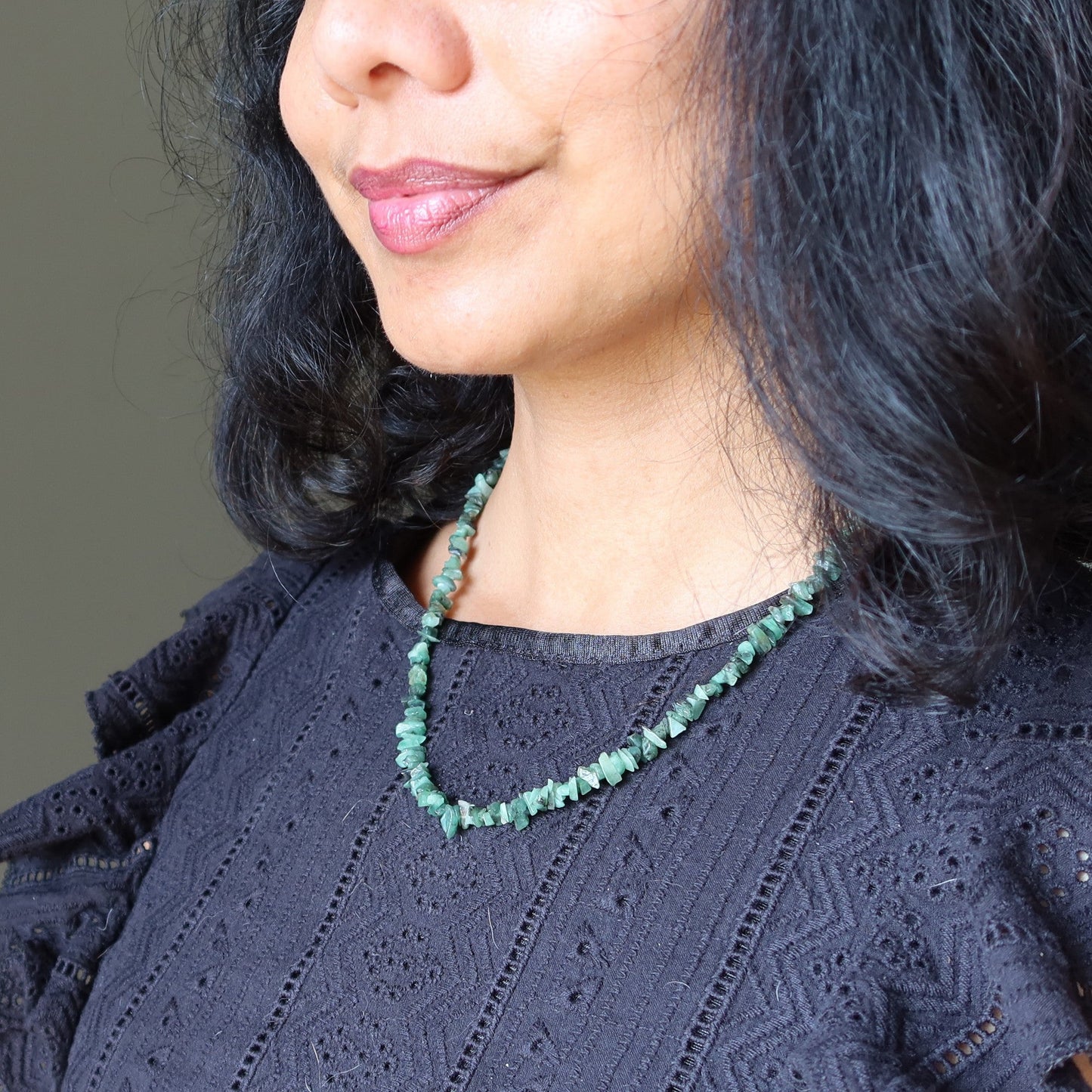 Emerald Necklace Elevated Energy Stone Sterling Silver