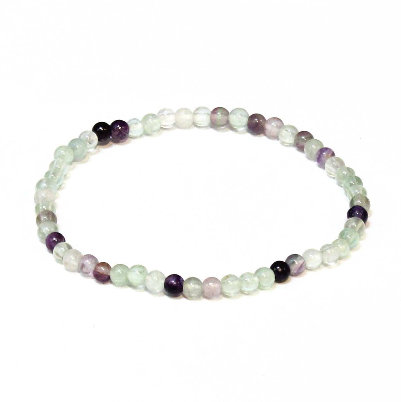 Fluorite Round Bead Bracelet 4mm - Mental Clarity