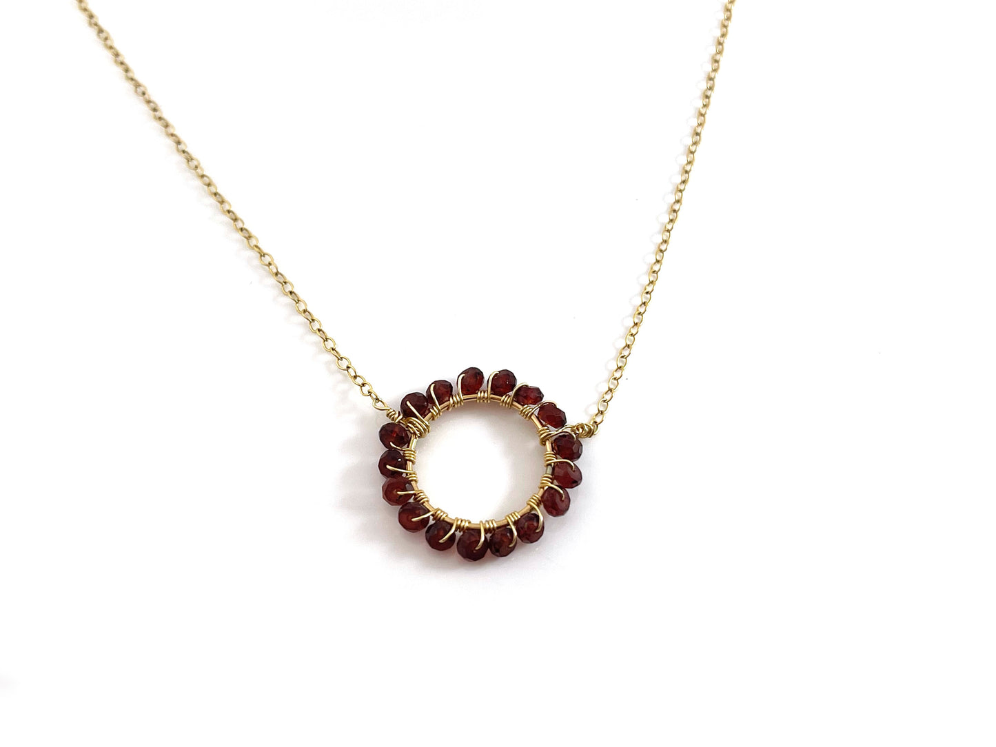 Garnet Halo Necklace