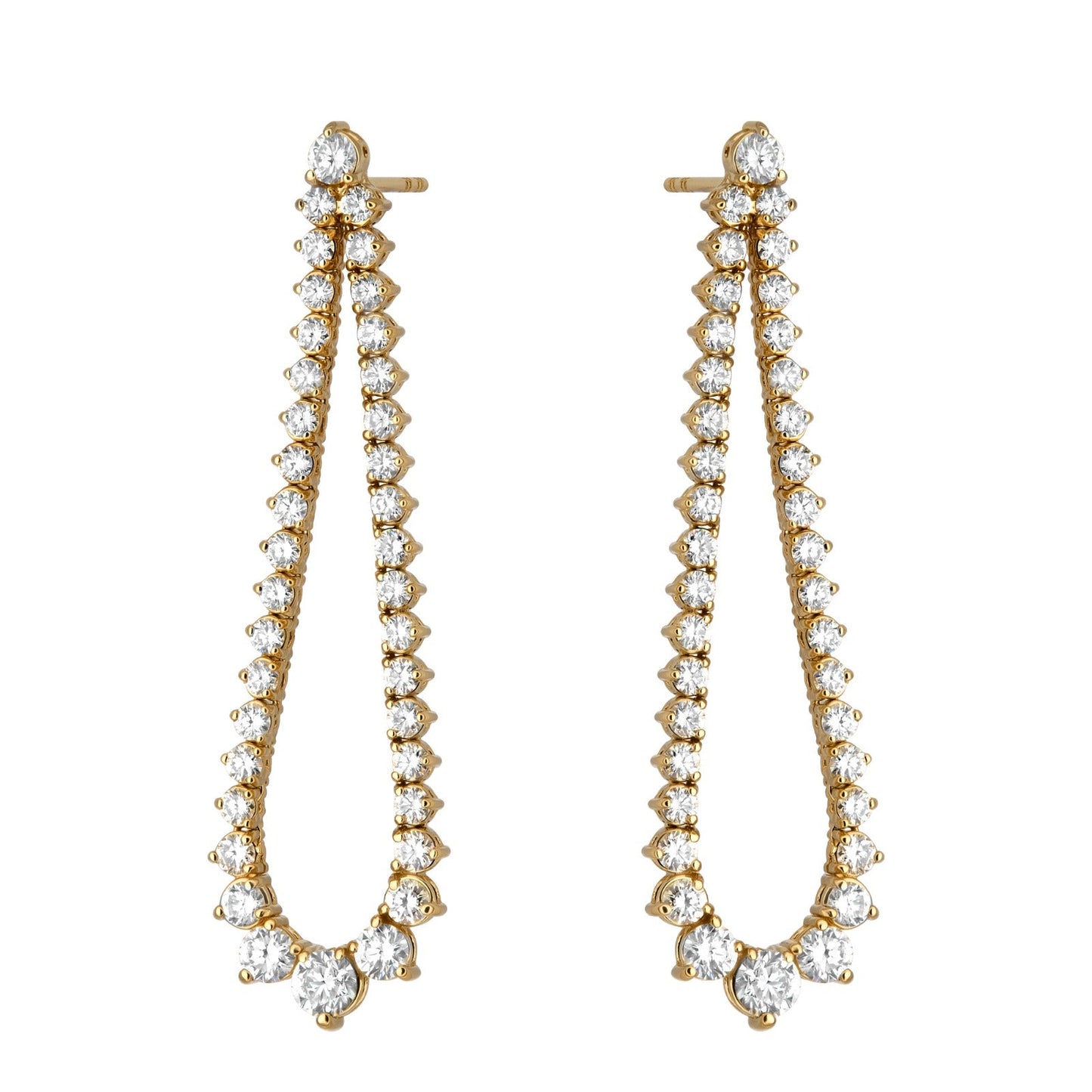 Natural Diamond Graduating Drop Earrings in 14K Gold – 3.53ctw