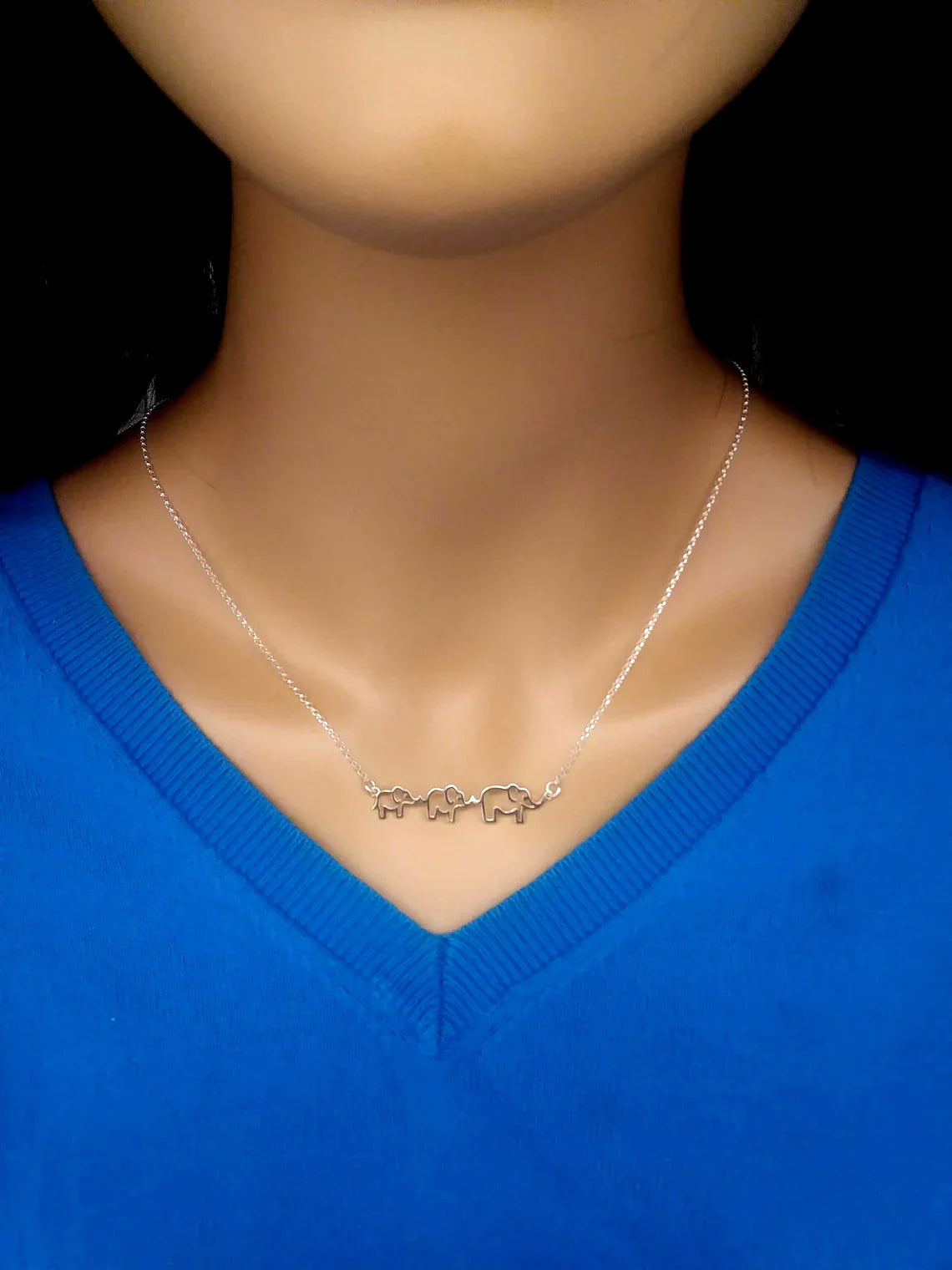 Mama and Two Baby Elephant Necklace – Sterling Silver Motherhood Pendant on 18" Chain
