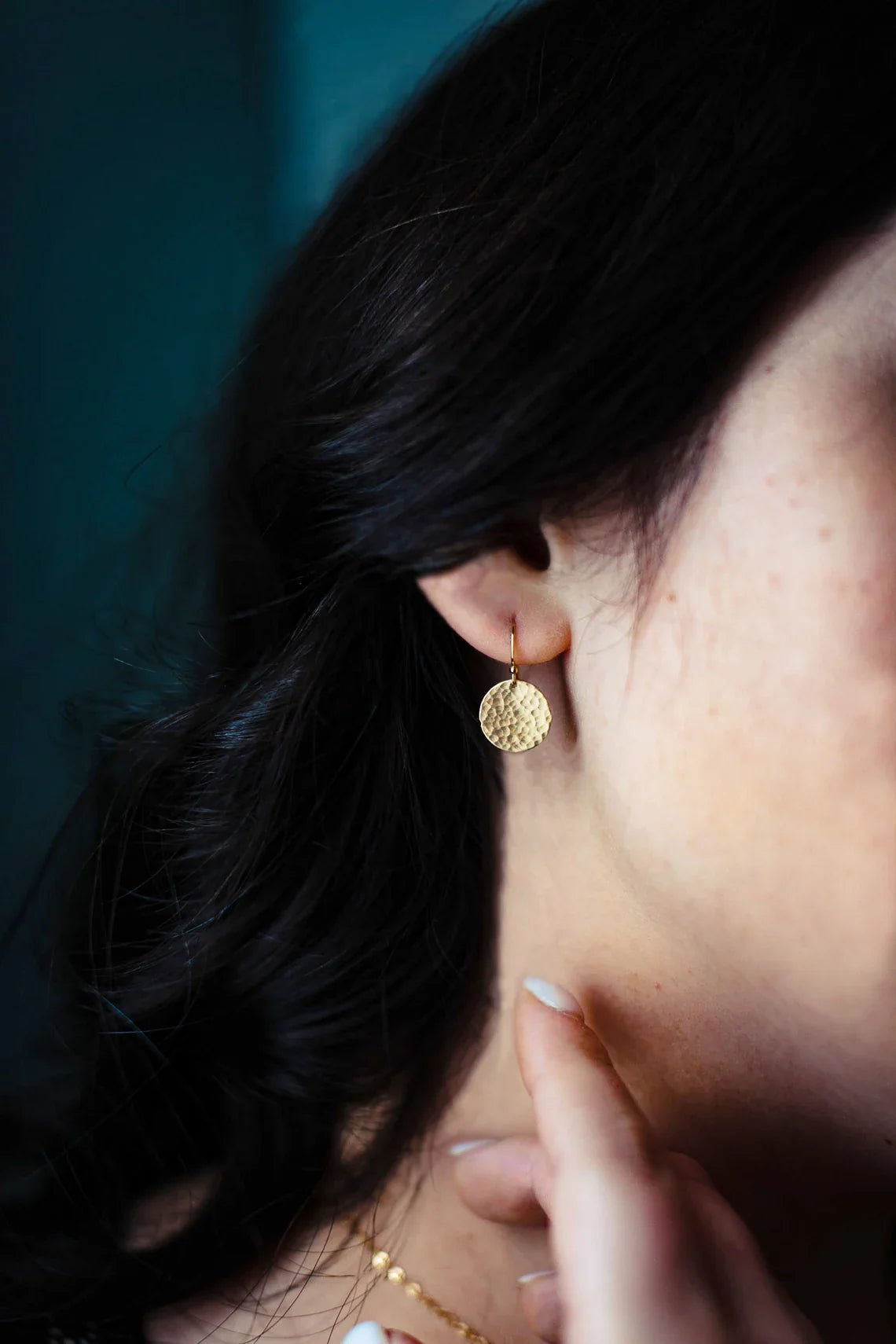 Hammered Disc Earrings – 12mm in Sterling Silver or 14k Gold Filled