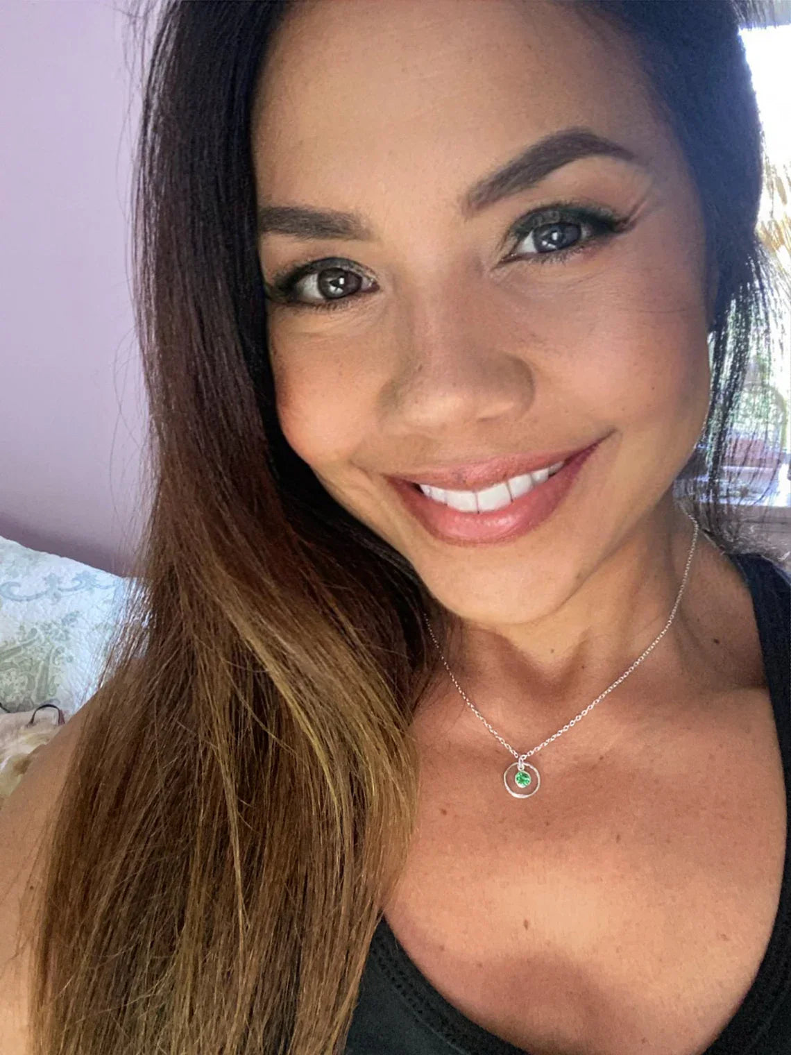 Orbit Birthstone Necklace – Sterling Silver Circle Pendant