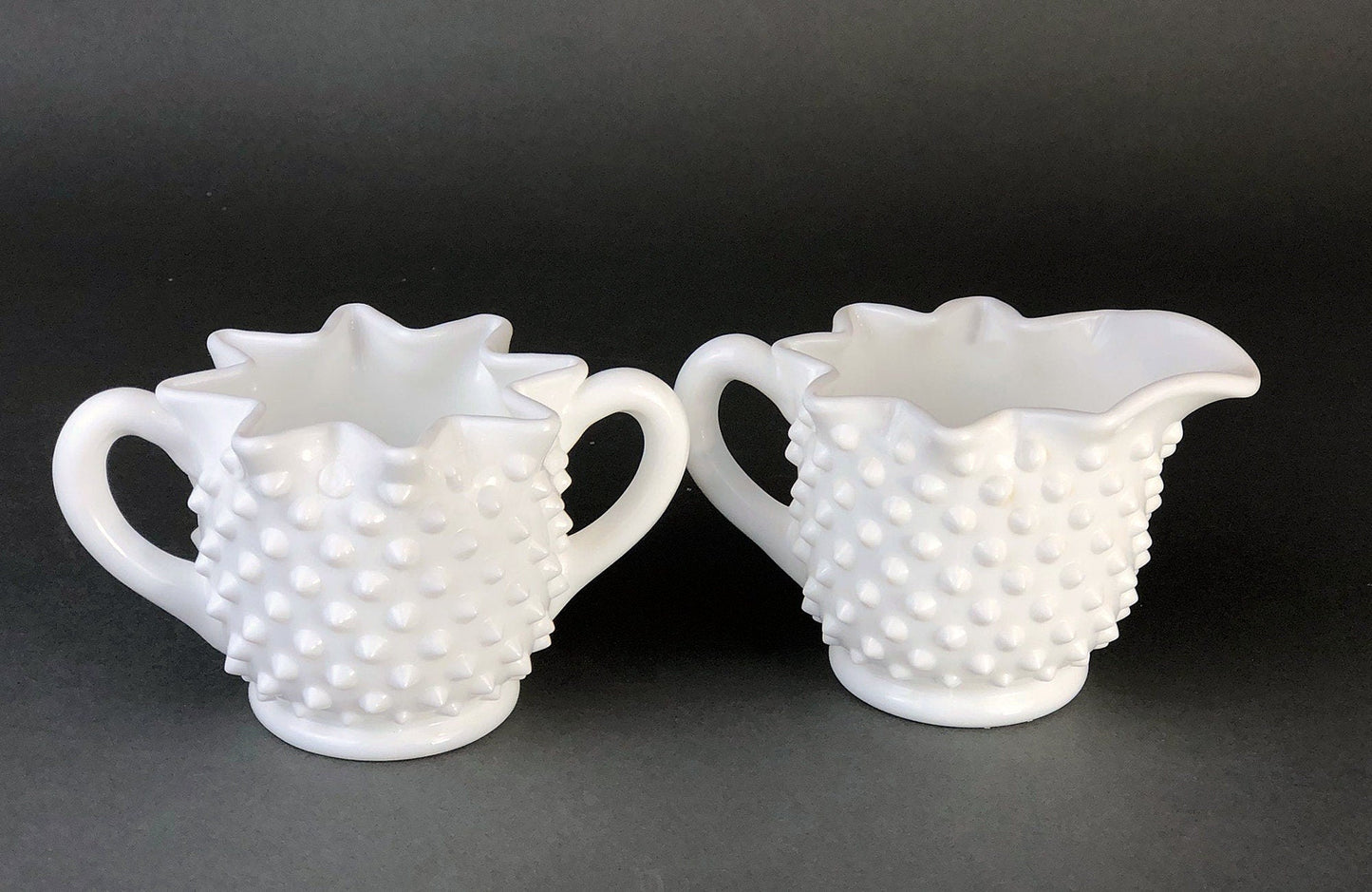 Milk Glass Large Creamer or Sauce Dish. Hobnail Serving Dish. Scalloped edge Creamer or Sauciere. Fine Dining. Colectibles. Replacements.