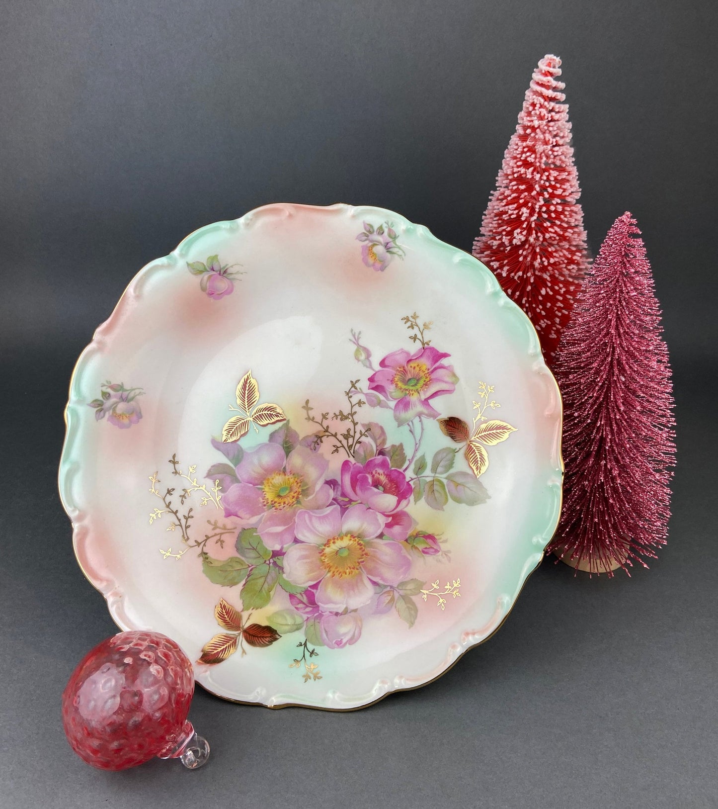 Footed Cake Stand. Vintage, Hand Painted Porcelain. OTCO, Bavaria. Fragonard, 18th C Inspired, Amorous Motifs. Collectible.