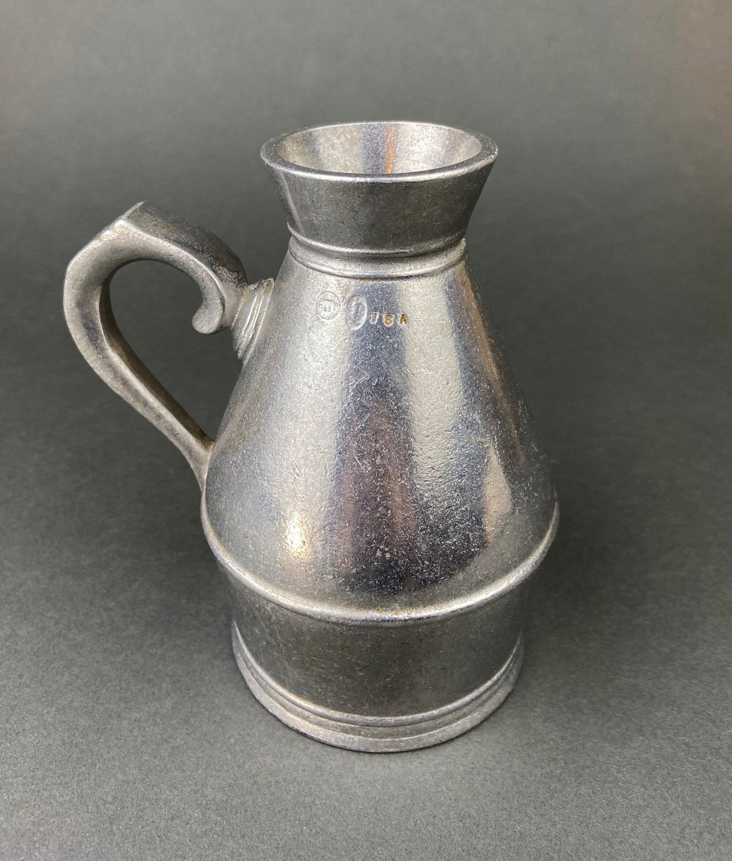 Vintage Pewter Sugar and Cinnamon Shaker. Reed and Barton Muffineer. Subscribed with "Ladies Doubles Runner Up."