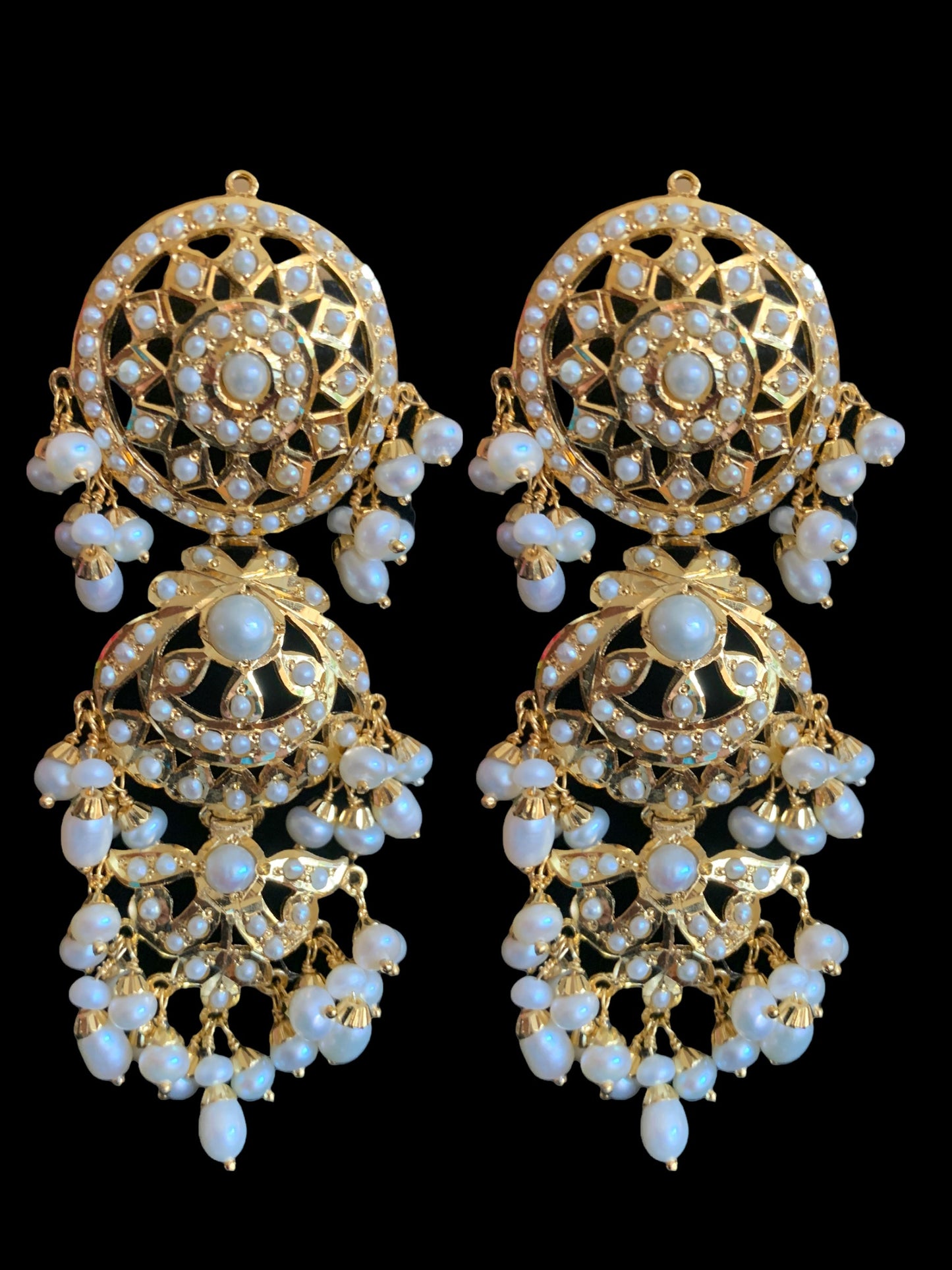 MAYA 92.5 silver gold plated earrings in pearls ( SHIPS IN 5 WEEKS )