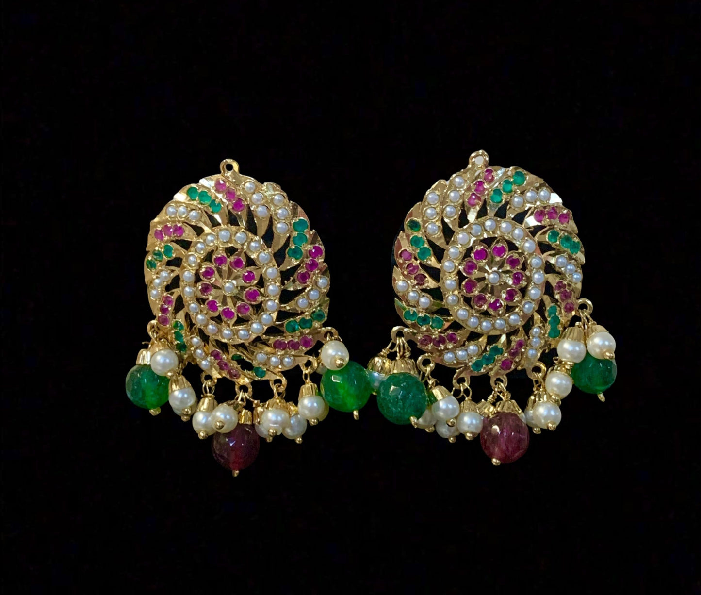 NS246 Sehar punjabi Jadau necklace with earrings tika (READY TO SHIP)