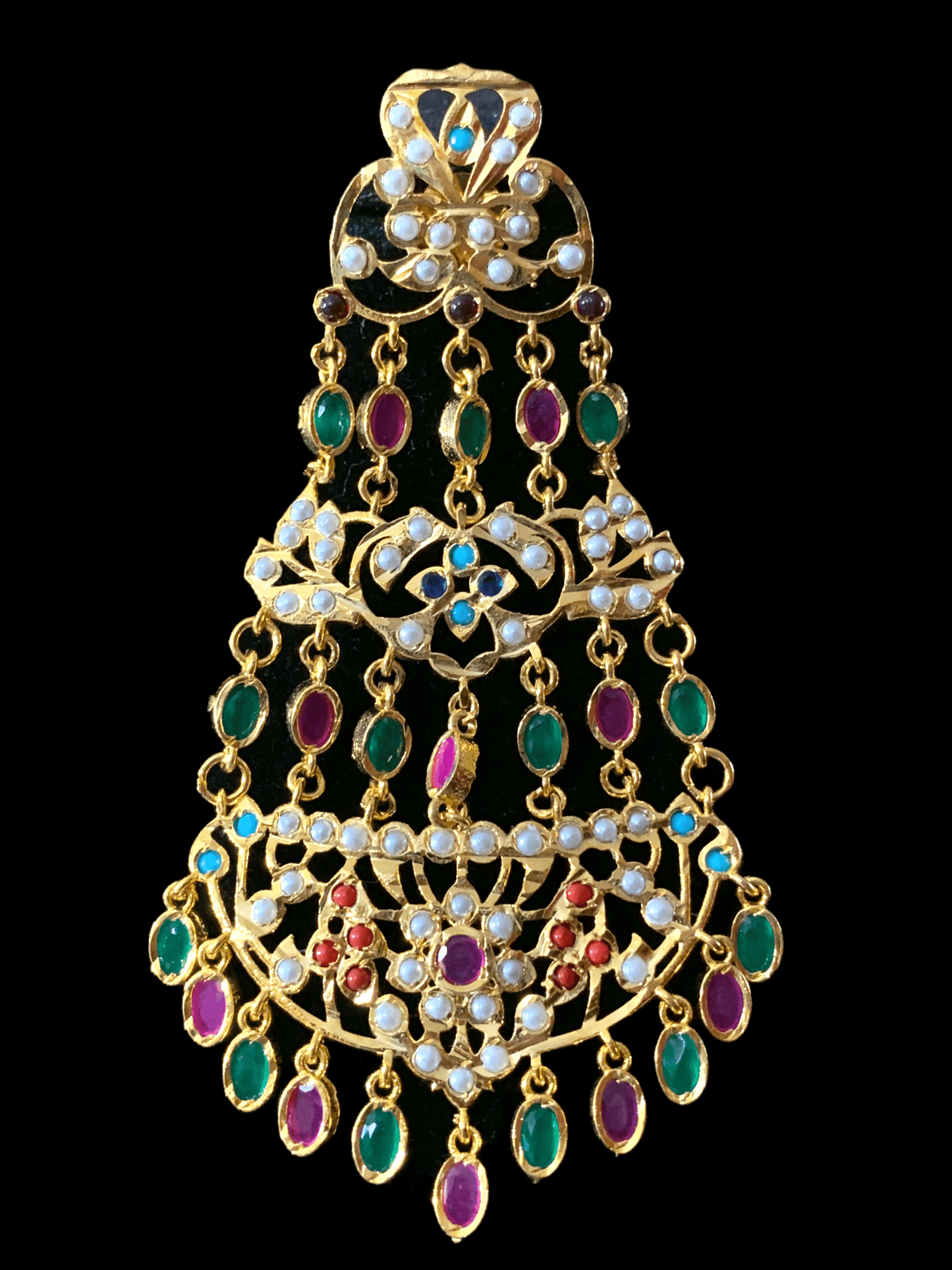 DER165 Naveen jhoomar earrings ( Navratan ) ( READY TO SHIP )