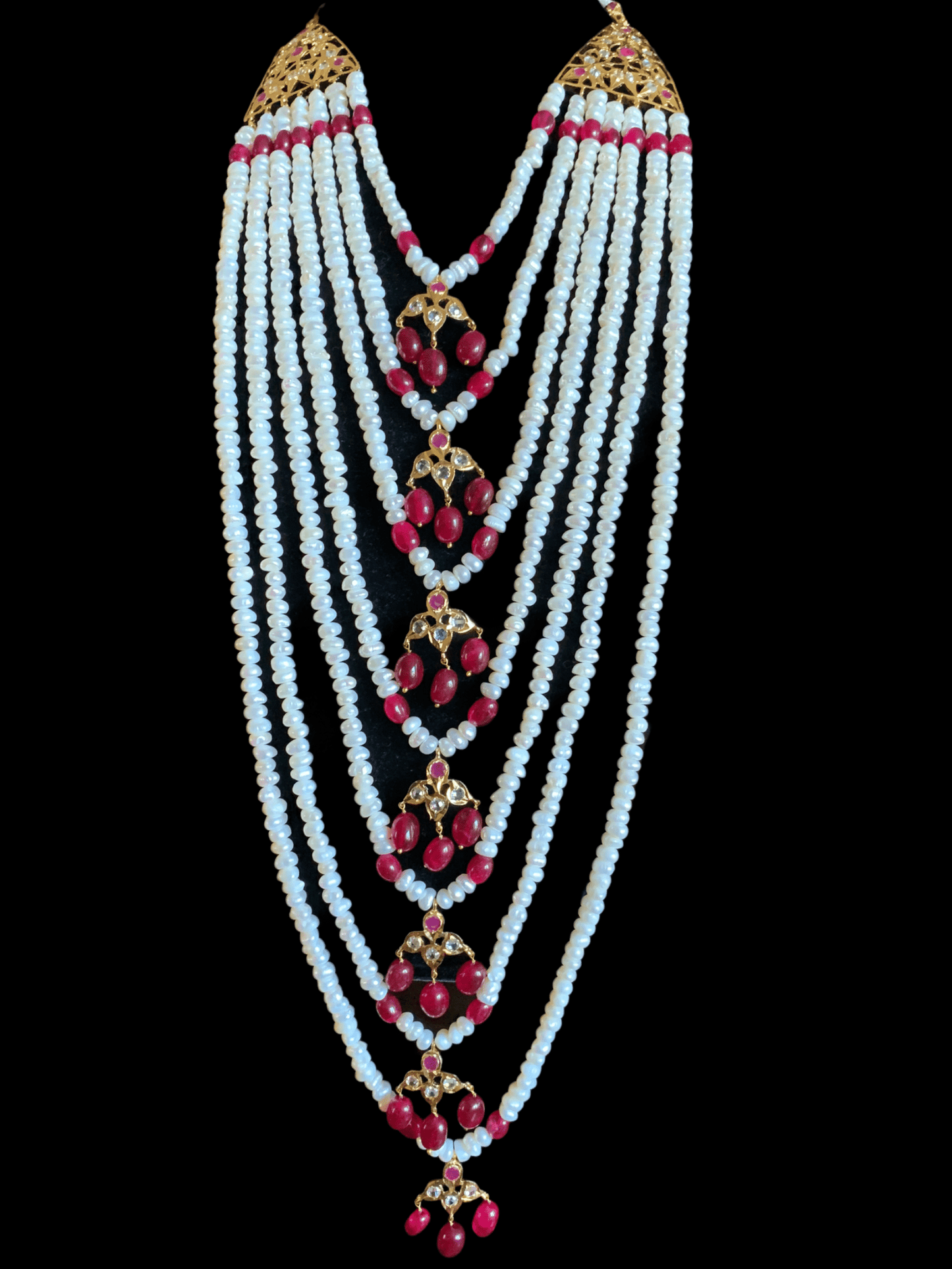 SAT66 Insia Hyderabadi satlada in fresh water pearls and rubies( SHIPS IN 3 WEEKS )
