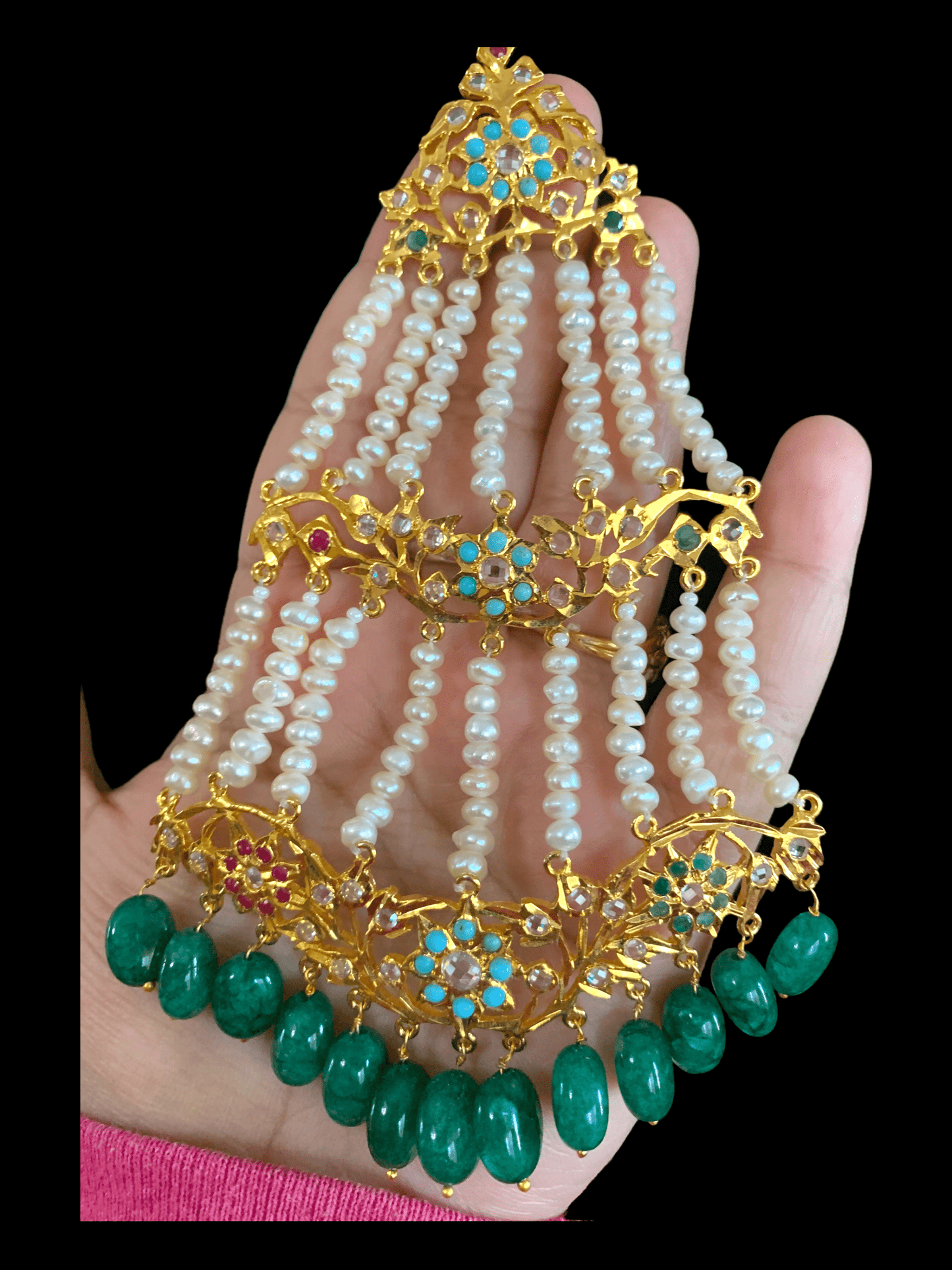 DJHR56 Leah multicolor jhoomar with fresh water pearls ( READY TO SHIP)