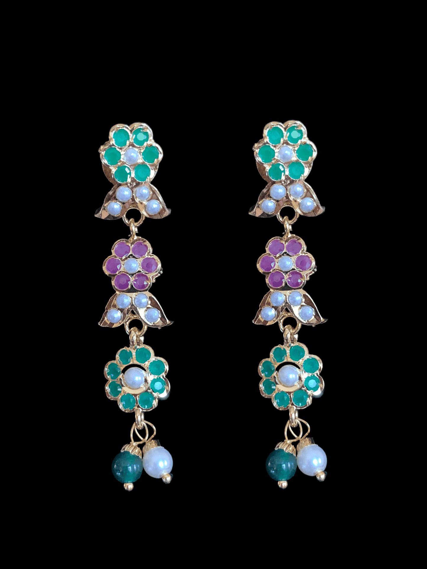 NS256 Neha jadau necklace set ( ruby emerald ) - READY TO SHIP