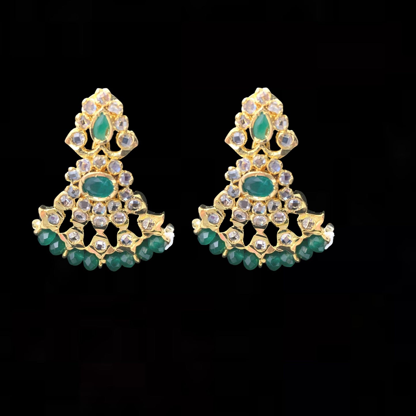 NS111 Ujwala Hyderabadi emerald necklace set with earrings (READY TO SHIP )