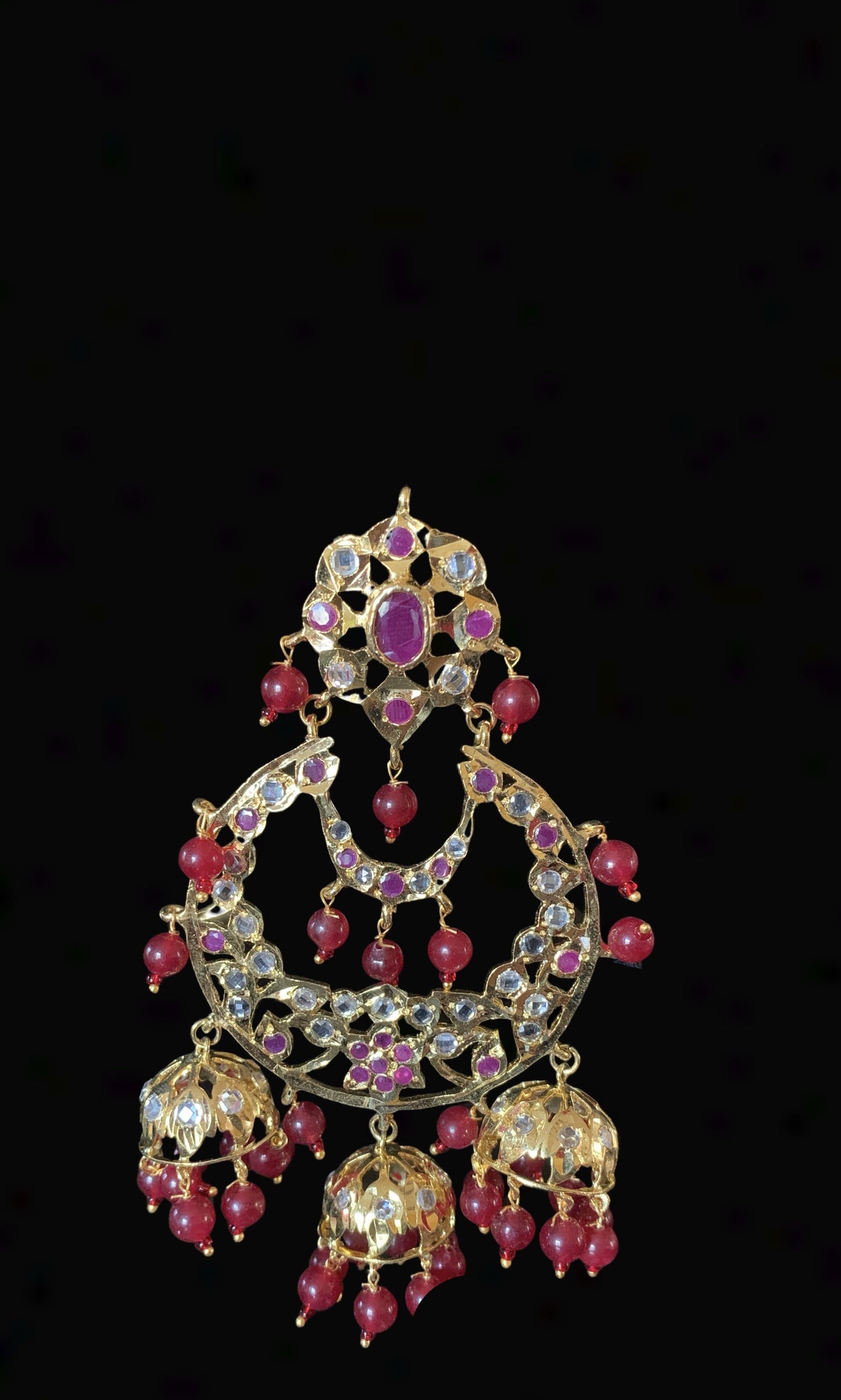 DER234 Hania hyderabadi Chandbali in Ruby ( READY TO SHIP )