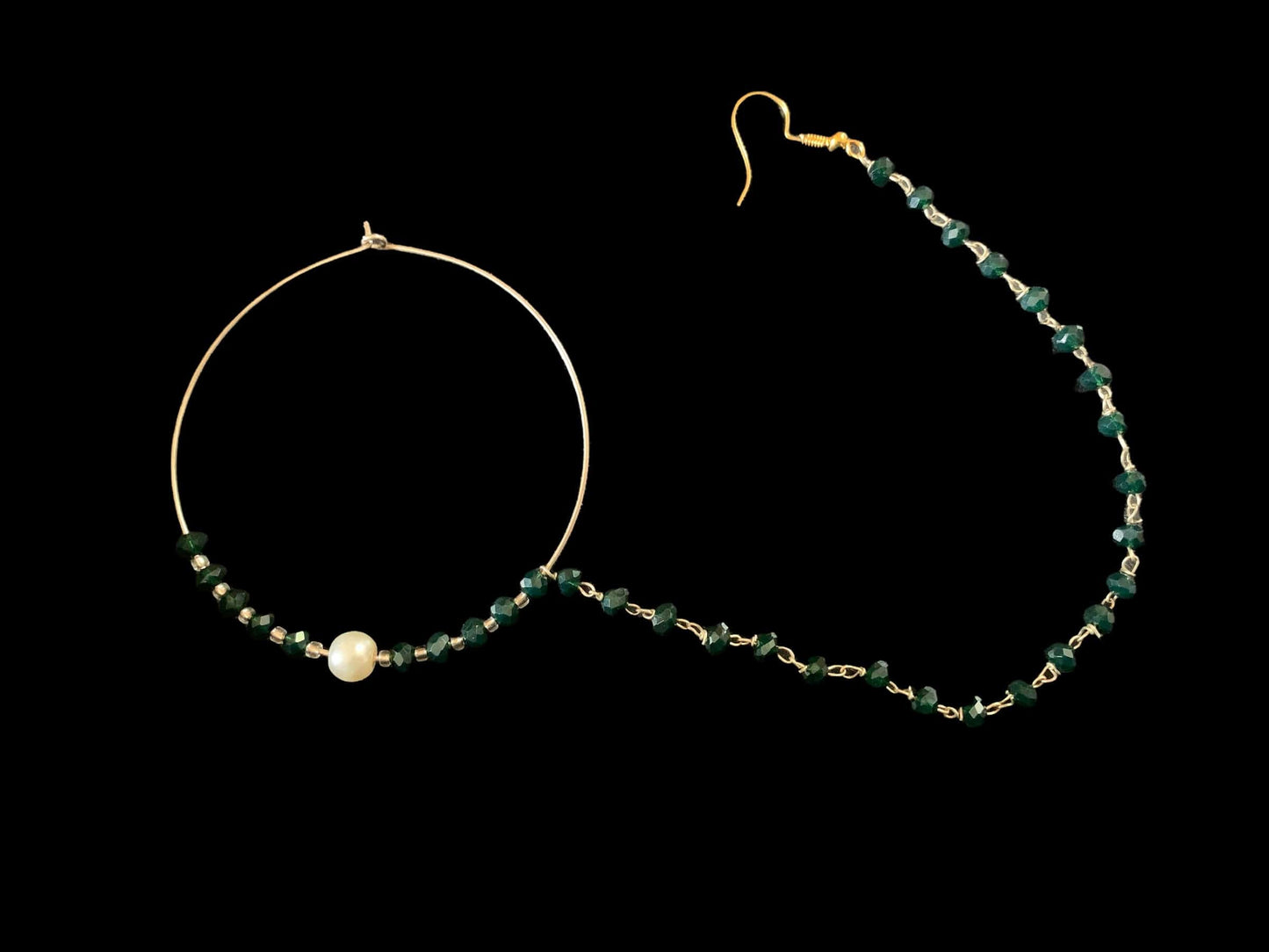 Silver plated nosering - green ( READY TO SHIP)