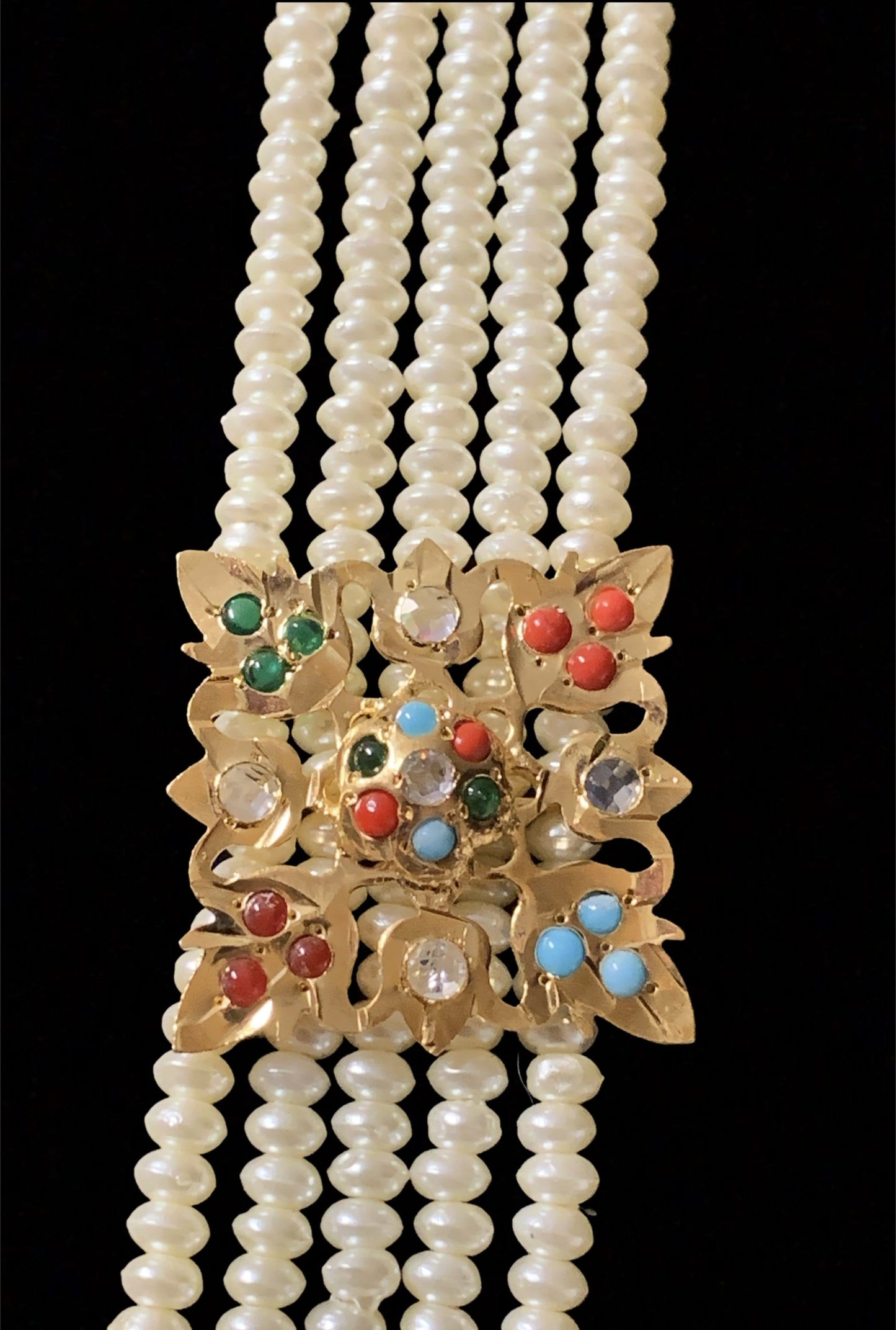 LN87 Naaz Jadau navratan rani haar with earrings(SHIPS IN 4 WEEKS )
