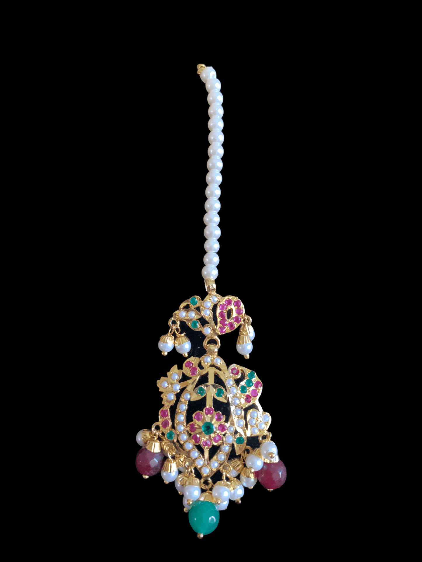 BR75 Nayaab pearl jadau necklace - ruby emerald ( READY TO SHIP )