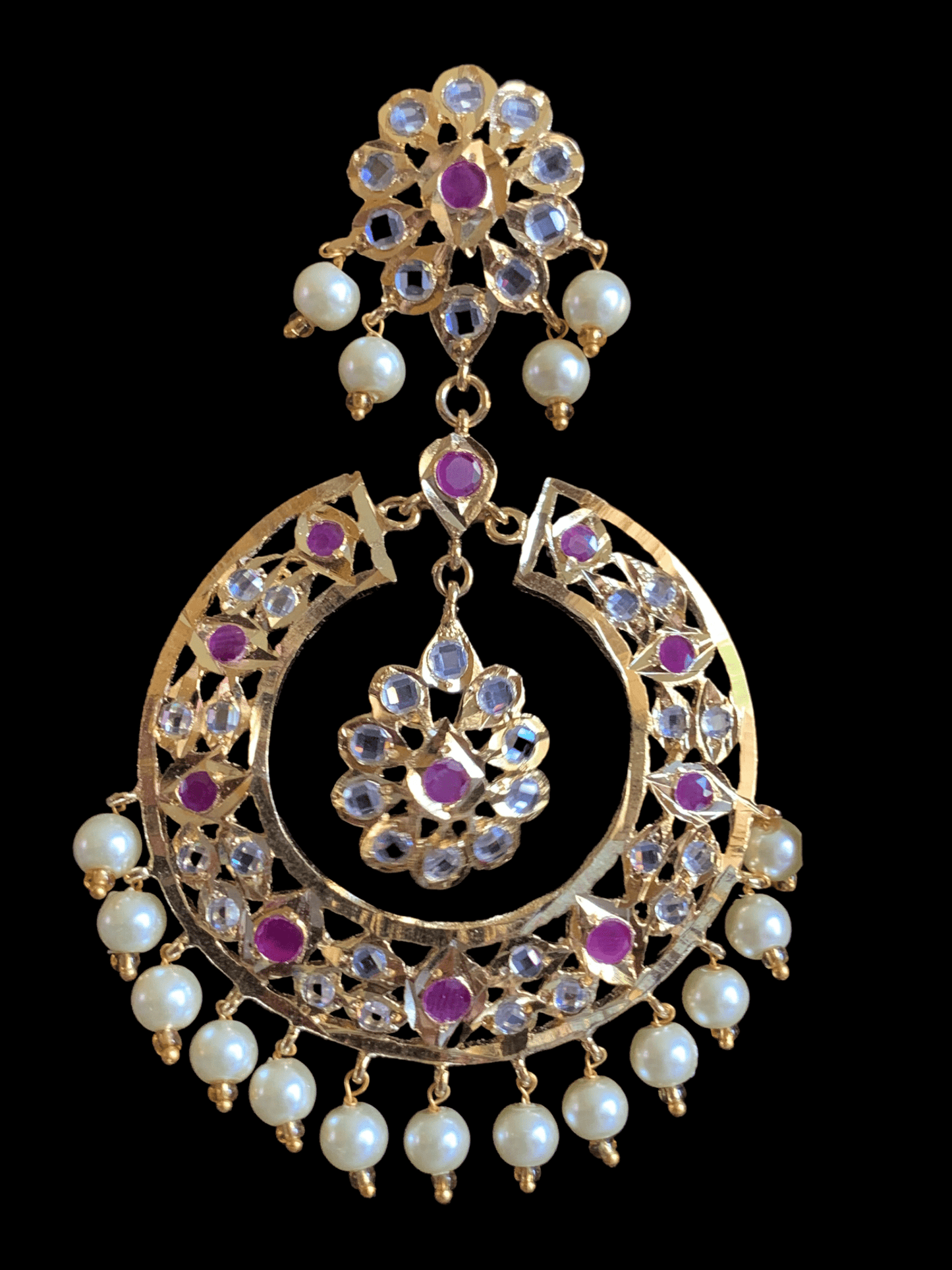 DER216 Reeba chandbali in rubies (READY TO SHIP )