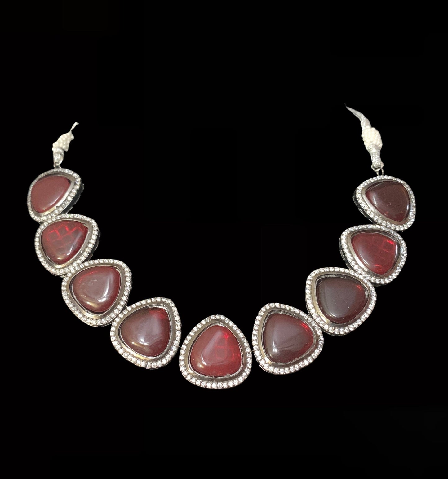 NS9 Victorian plated cz necklace - RED ( READY TO SHIP )