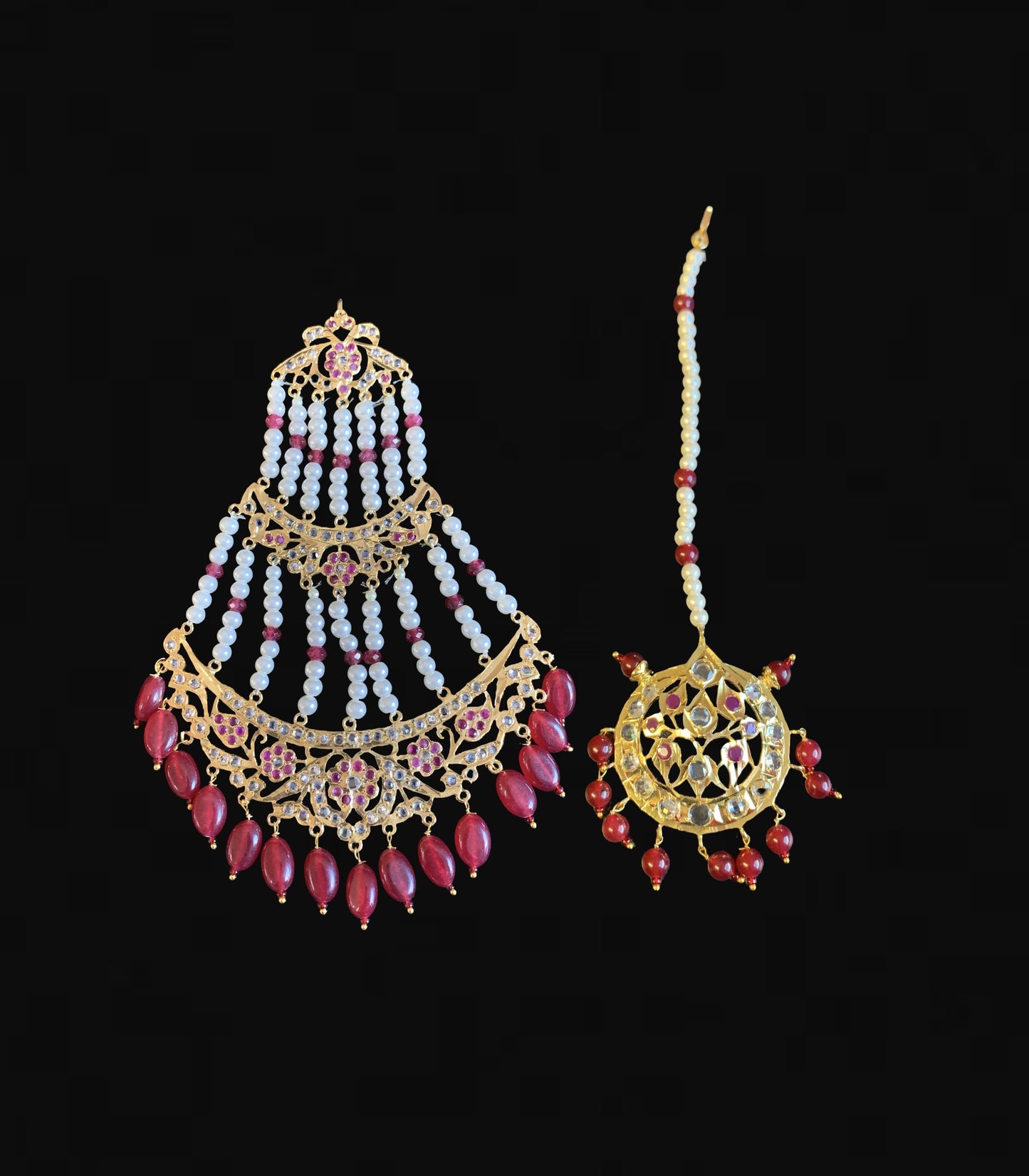 BR114 Insia jadavi lacha bridal set in rubies ( READY TO SHIP )