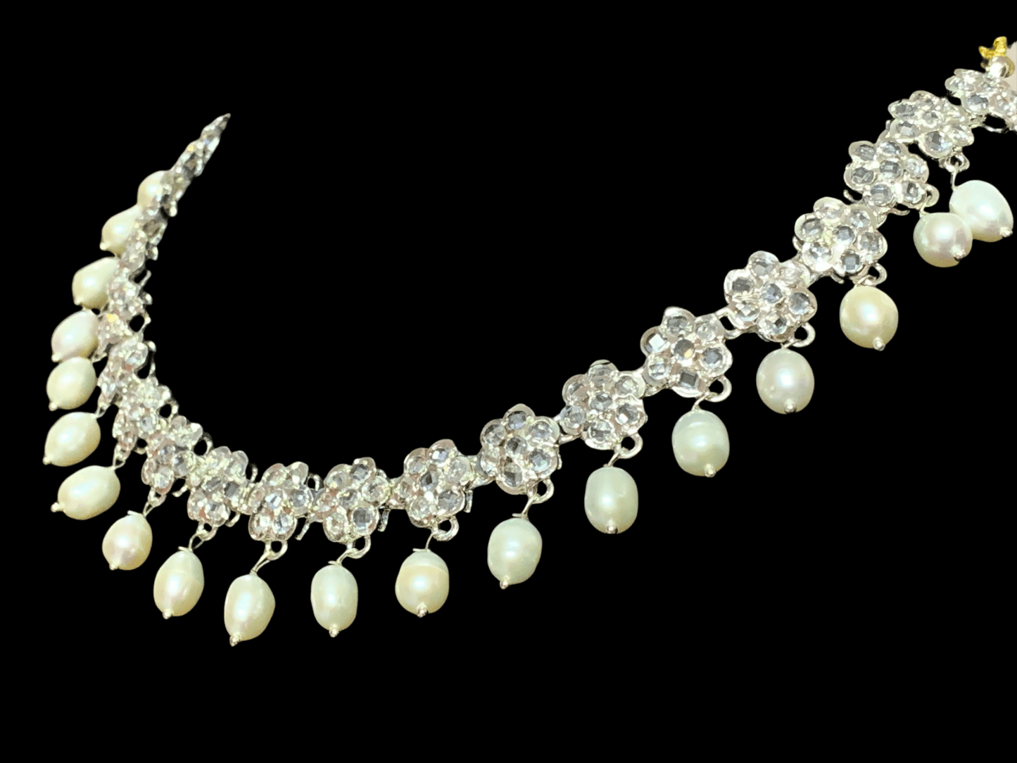 DNS61 Meenaz silver plated fresh water pearl necklace ( READY TO SHIP )