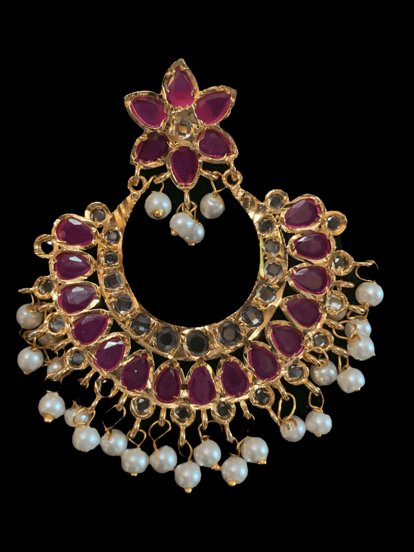 DER54 Subhana chandbali in ruby ( READY TO SHIP )