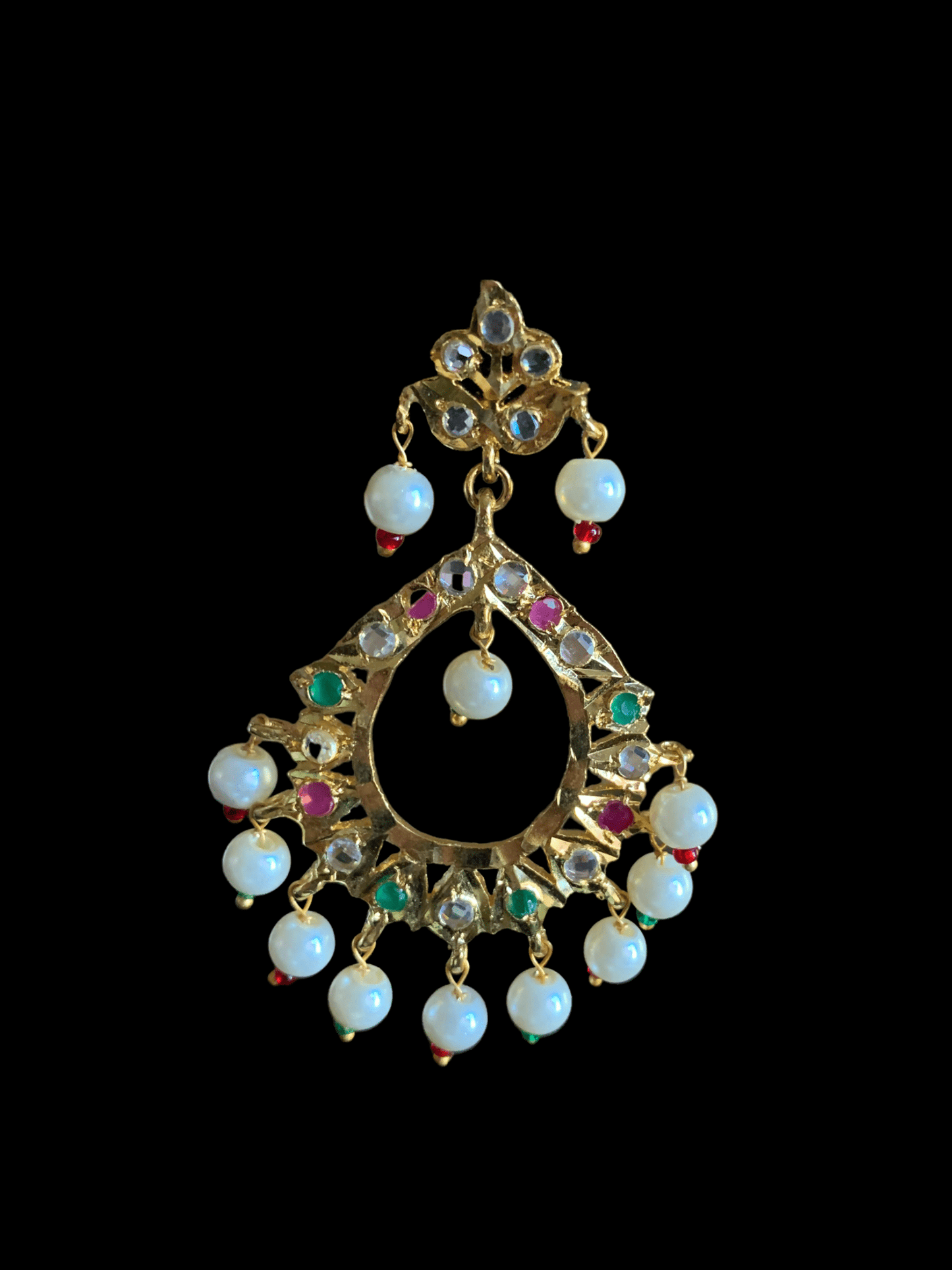 DER273 Maria chandbali in red green (READY TO SHIP )