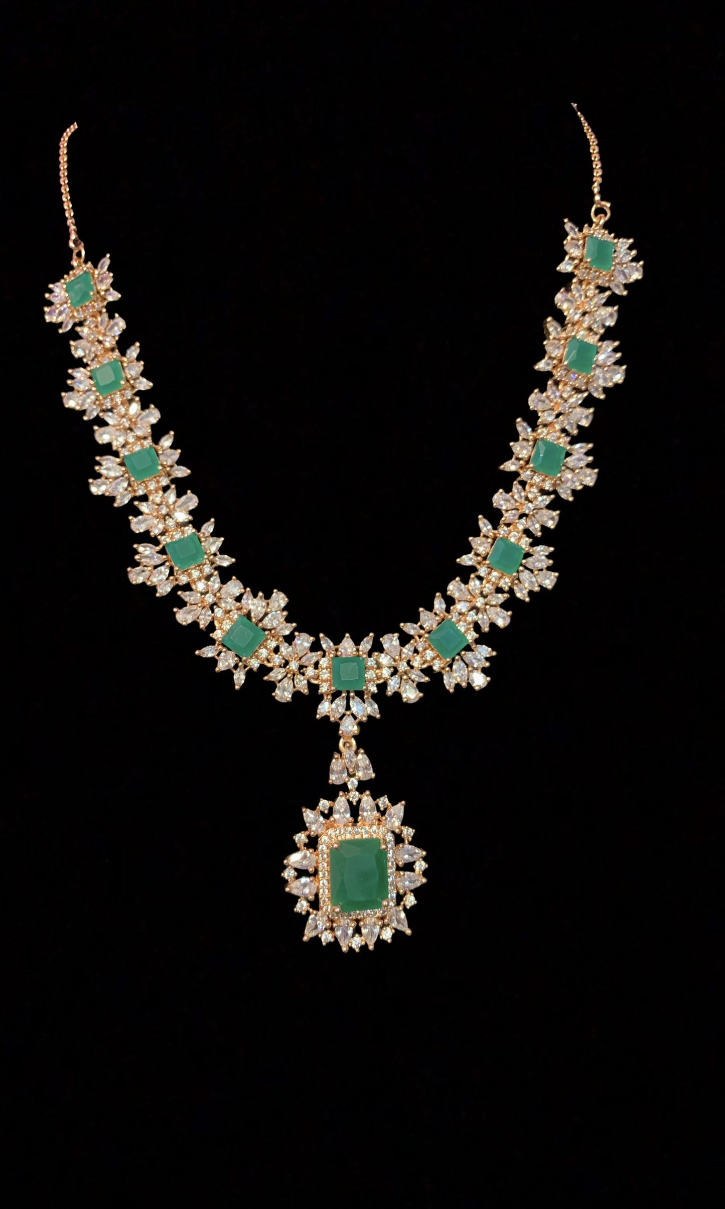 BR30 Sarah gold plated cz set in green ( READY TO SHIP )