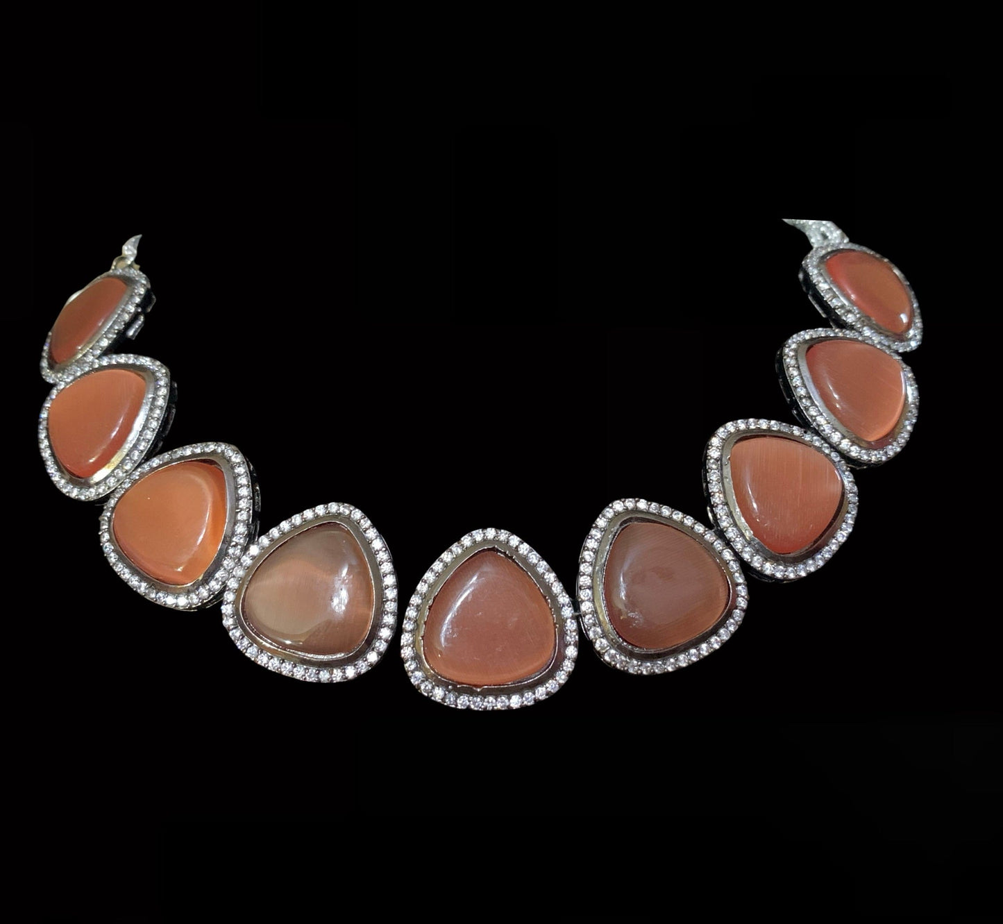 NS4 Victorian plated cz necklace - orange ( READY TO SHIP )