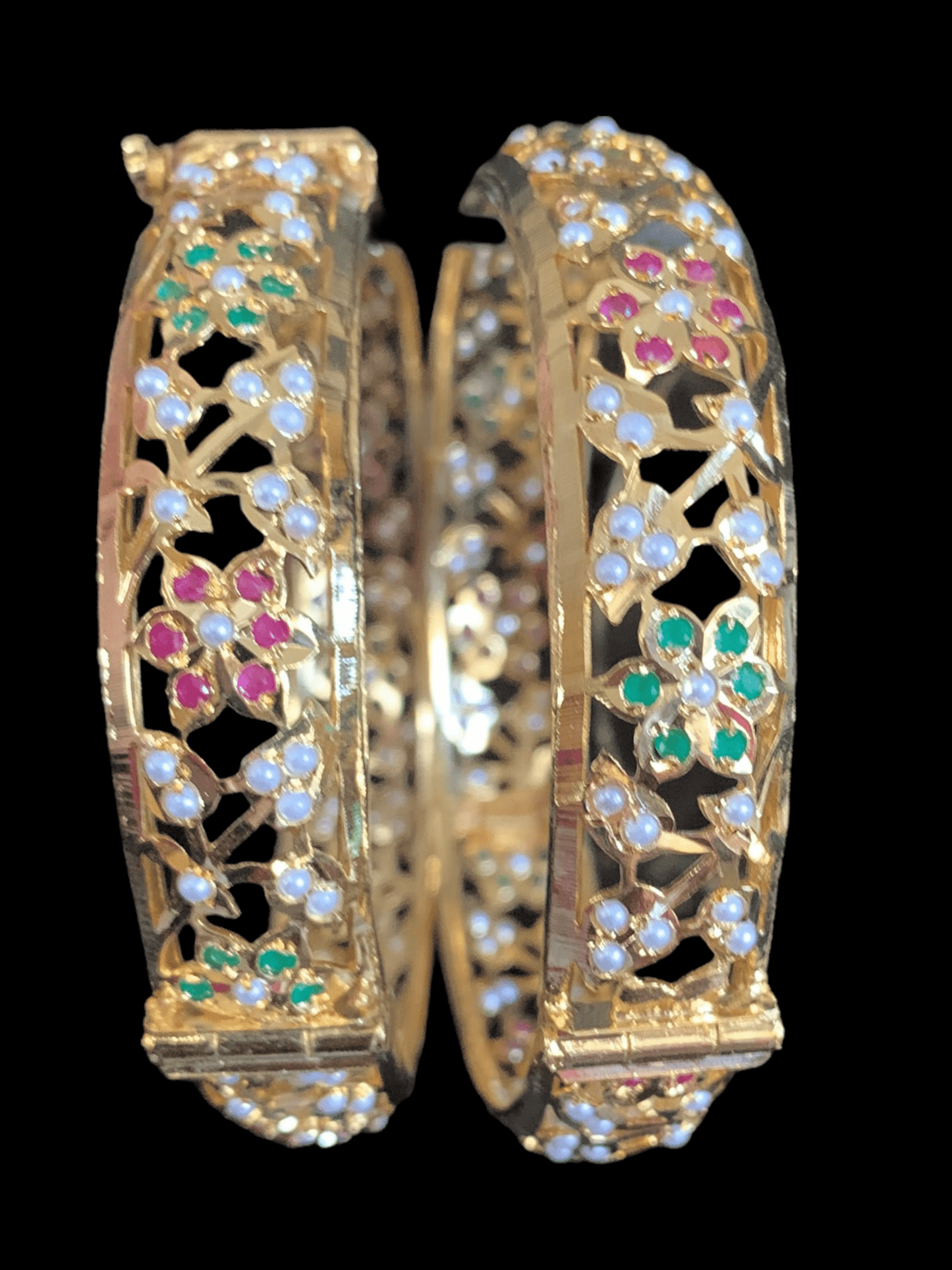B109 Jadau bangles ( ruby emerald ) ( READY TO SHIP)