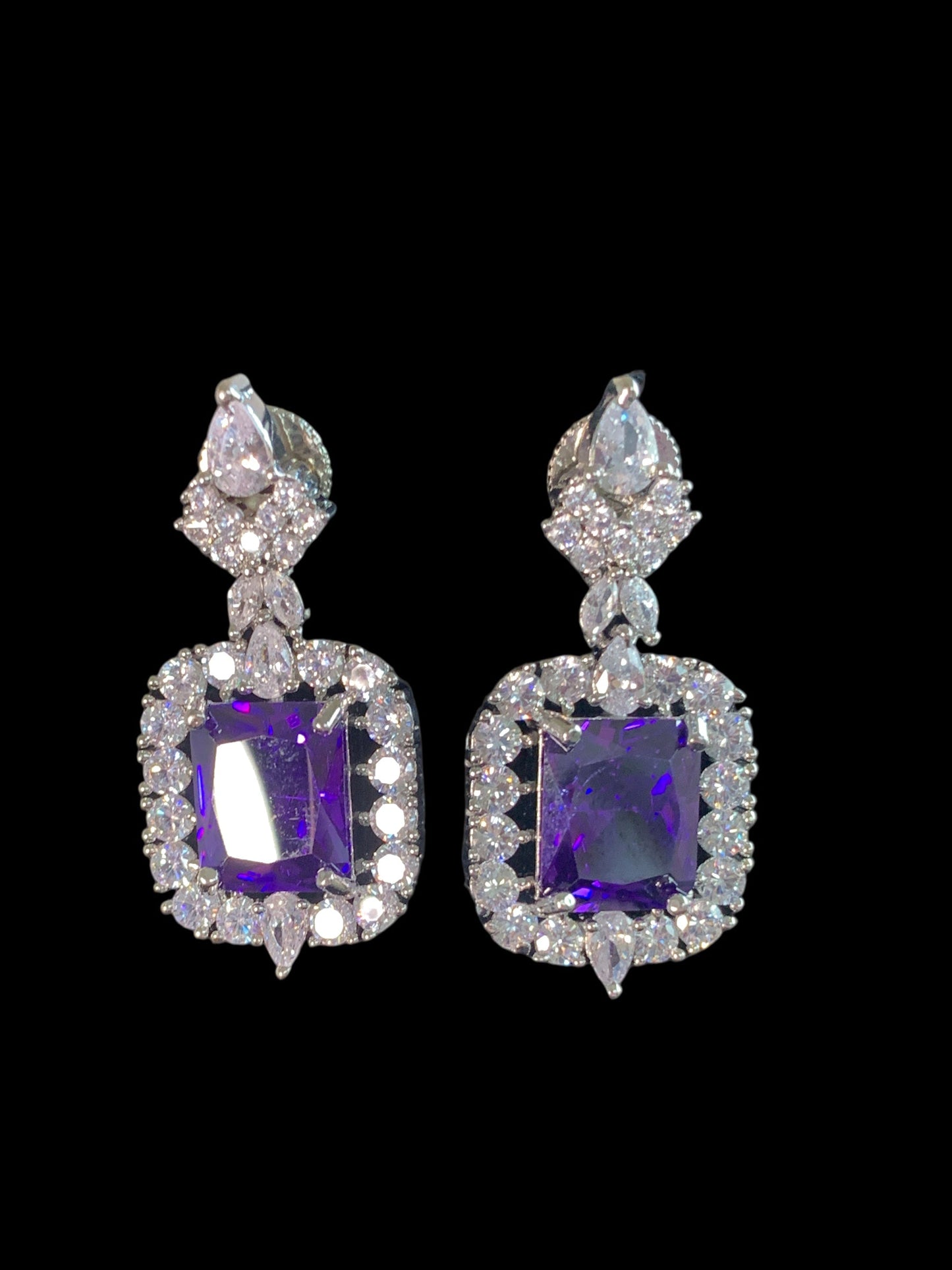 NS507 Myrha cz necklace set -PURPLE READY TO SHIP )
