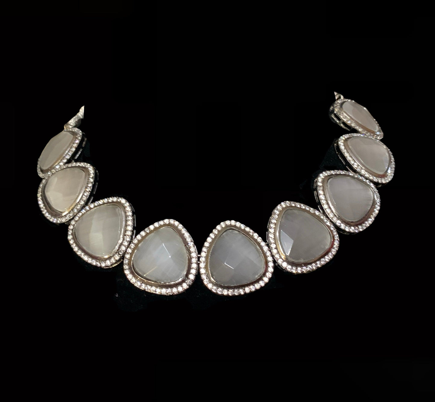 NS6 Victorian plated cz necklace - grey ( READY TO SHIP )