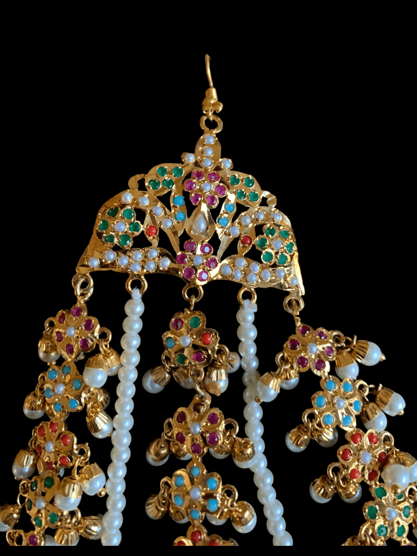 DJHR42 Punjabi jadau jhoomar in ruby emerald ( READY TO SHIP)