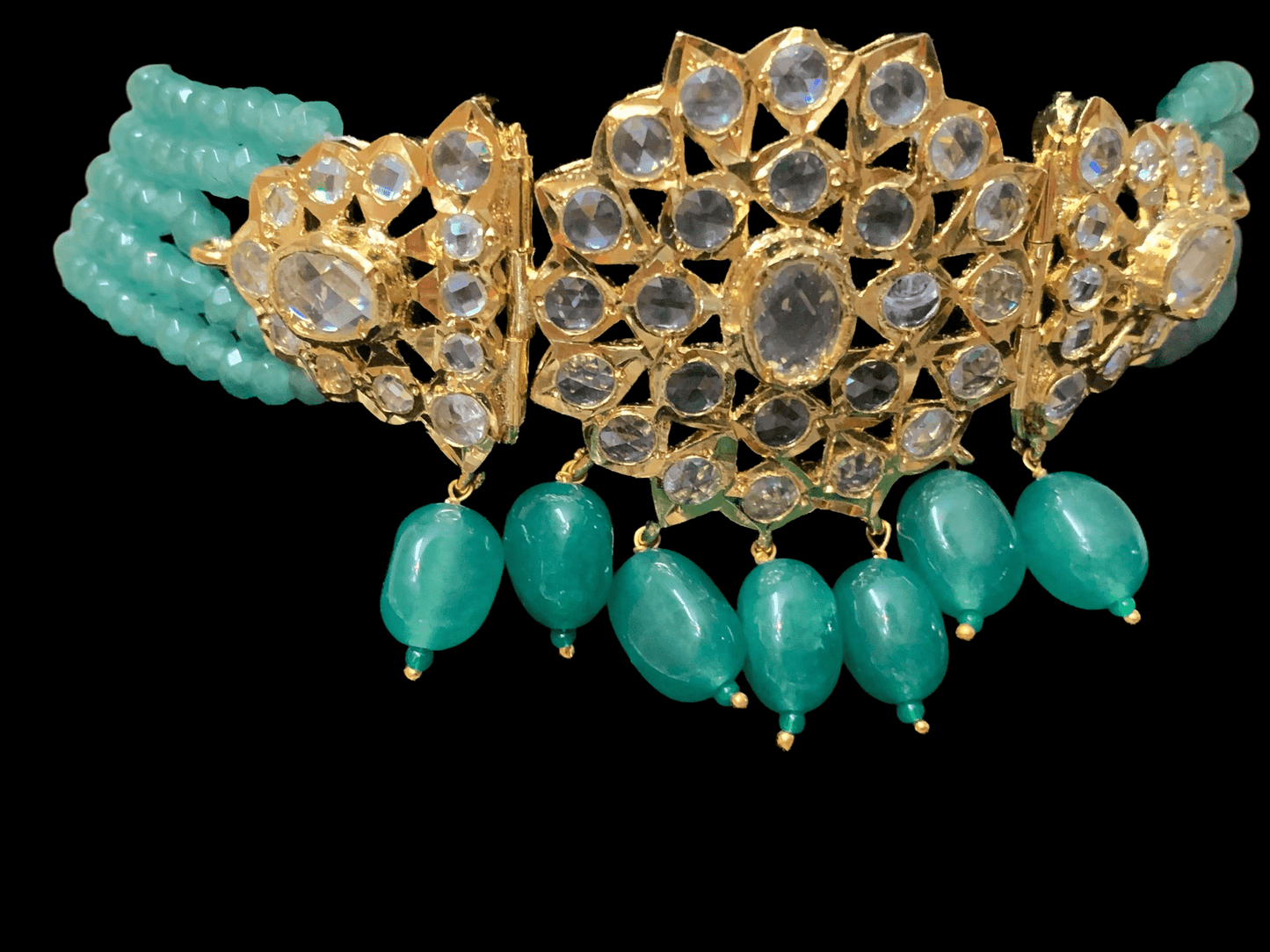 C48 Mushk choker in light green beads ( READY TO SHIP )