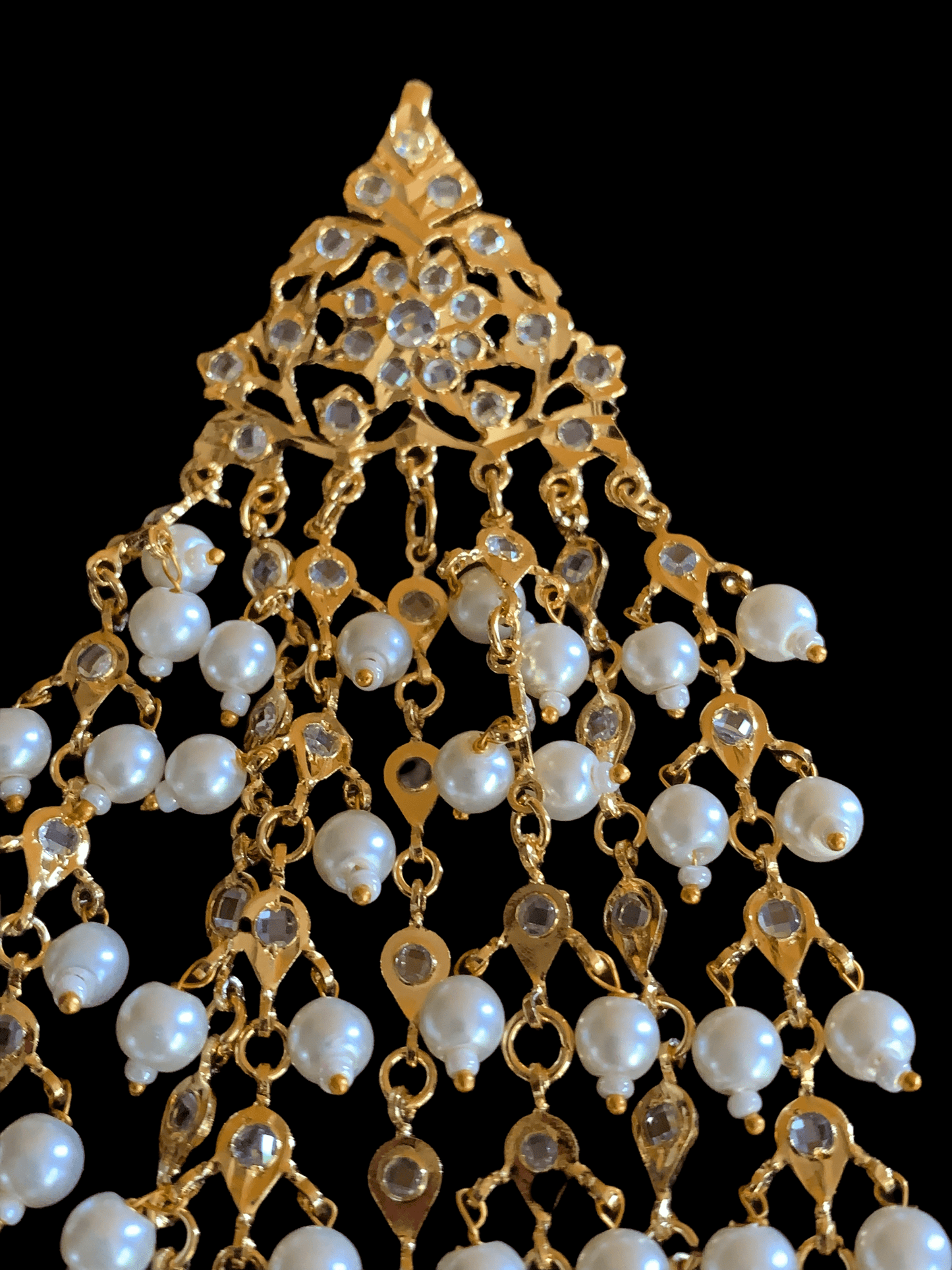 JTK10 Hira jhoomar and tika in pearls ( READY TO SHIP )