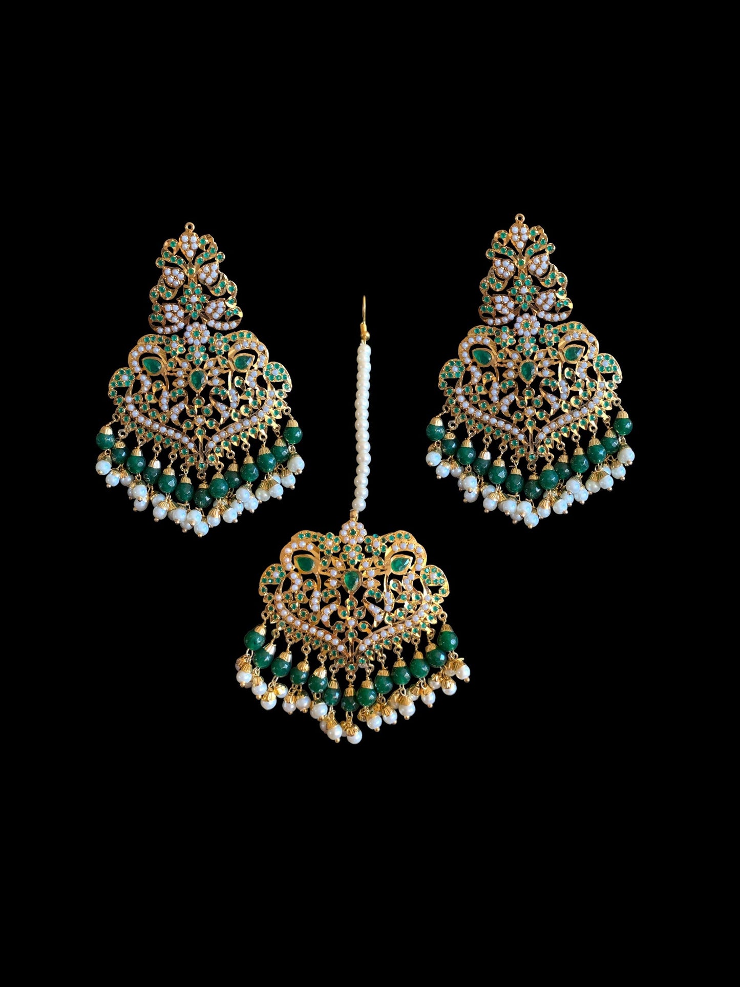LN173 Neeli jadau rani haar in green ( READY TO SHIP )