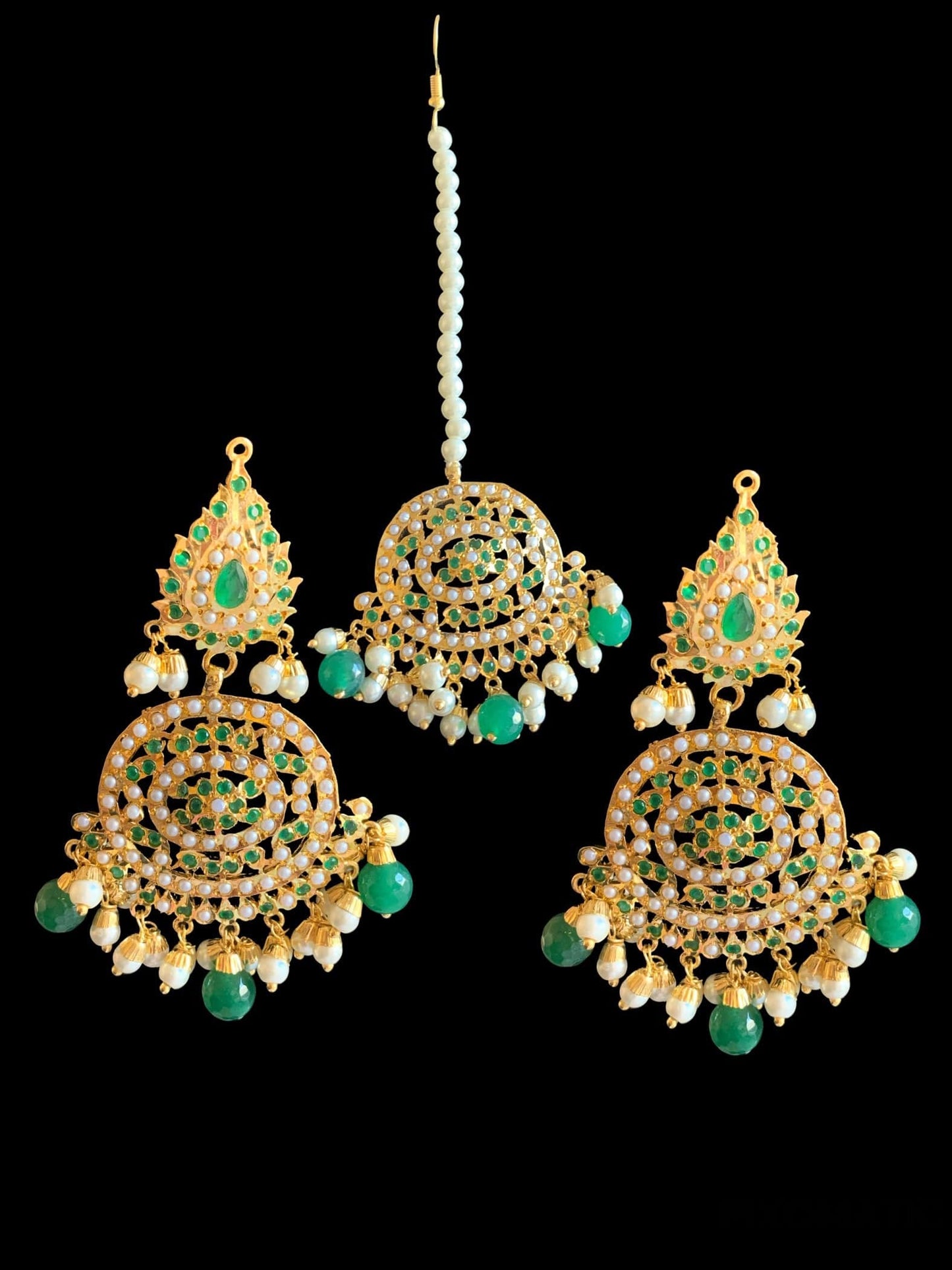 DLN21 Simran rani haar in green / emeralds ( READY TO SHIP)