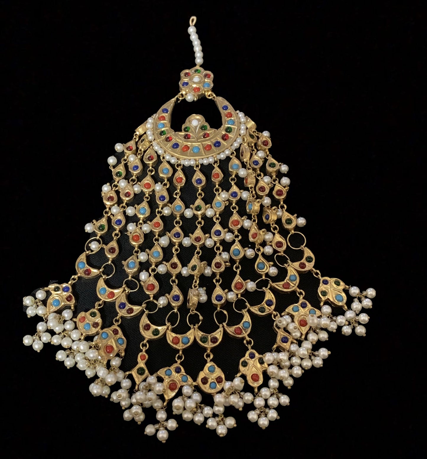 JTK20 Amrita navratan kundan bridal jhoomar ( SHIPS IN 4 WEEKS )