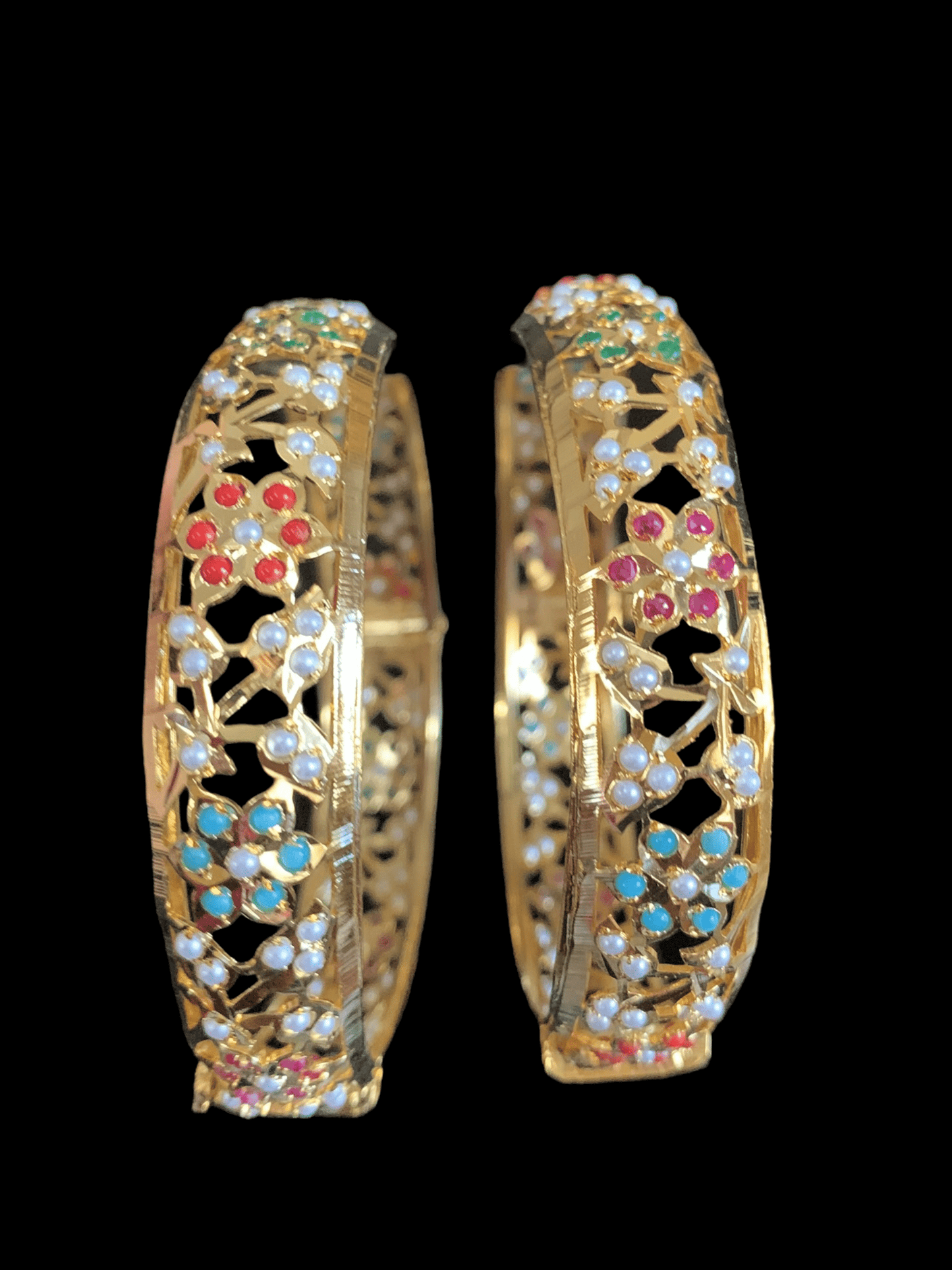 B110 Jadau bangles ( Navratan ) ( READY TO SHIP)