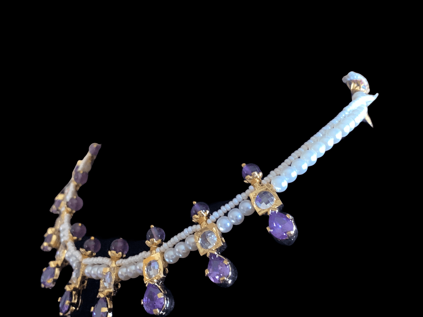 NS253 Kiara neckalce set in amethyst ( SHIPS IN 4 WEEKS )