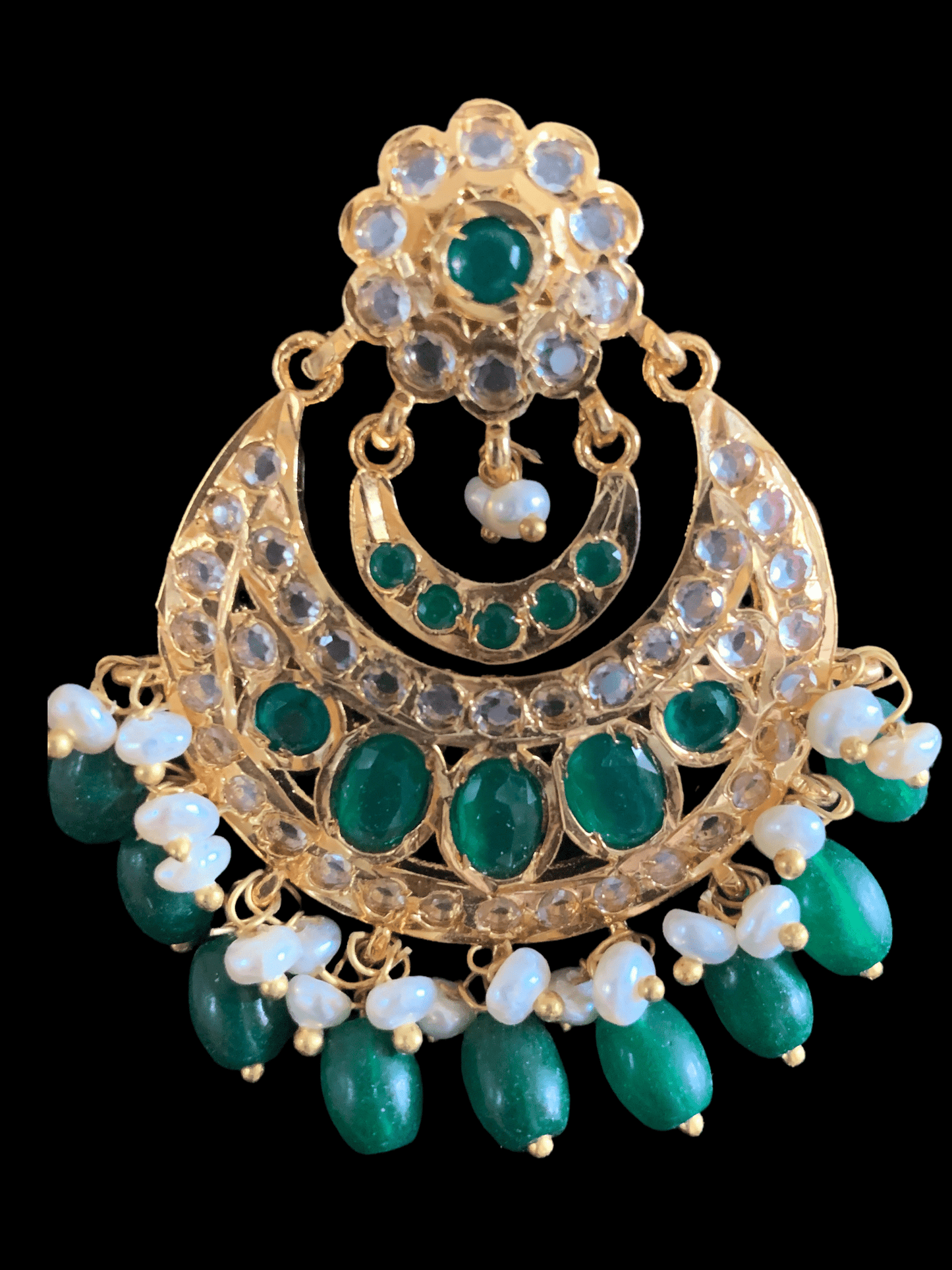DER294 Maanvi Chandbali in green ( READY TO SHIP )
