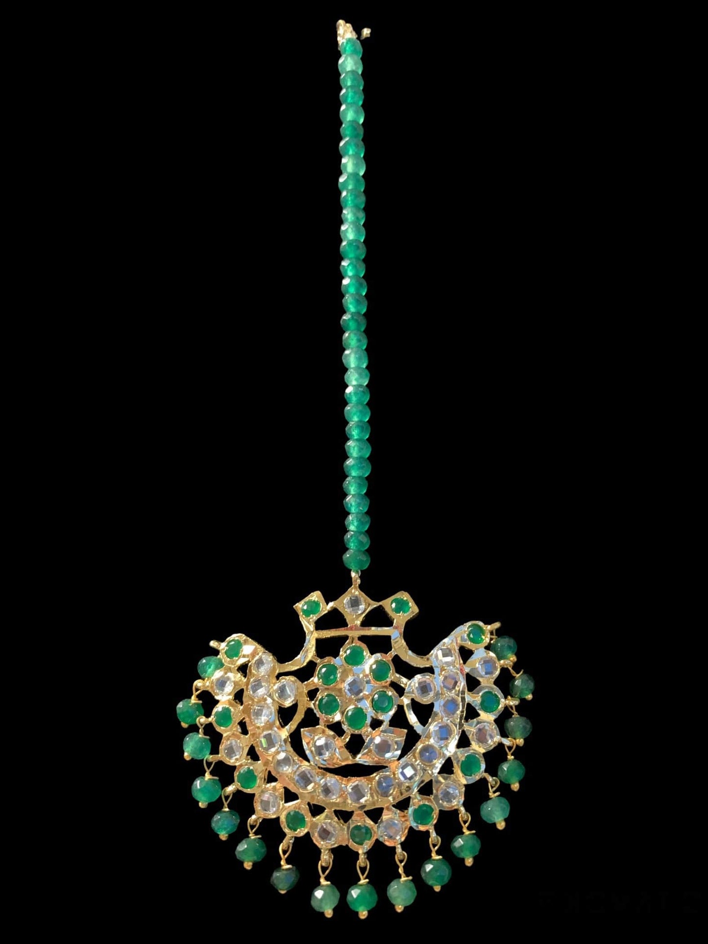 DJET21 Saha chandbali tika in emeralds ( READY TO SHIP )